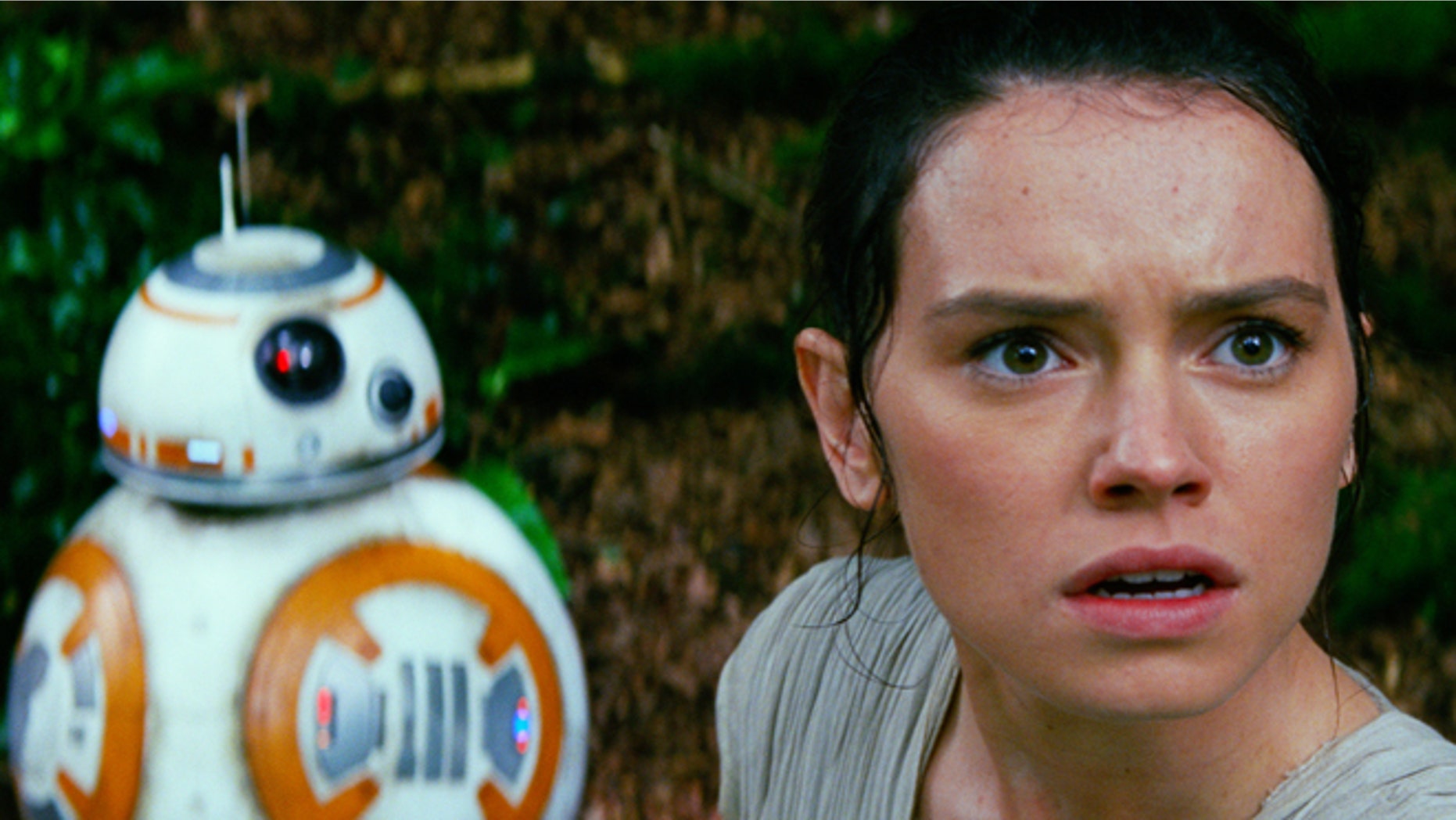 This photo provided by Disney/Lucasfilm shows Daisy Ridley, right, as Rey, and BB-8, in a scene from the film, "Star Wars: The Force Awakens," directed by J.J. Abrams. The movie opens in U.S. theaters on Friday, Dec. 18, 2015. (Film Frame/Disney/Lucasfilm via AP)