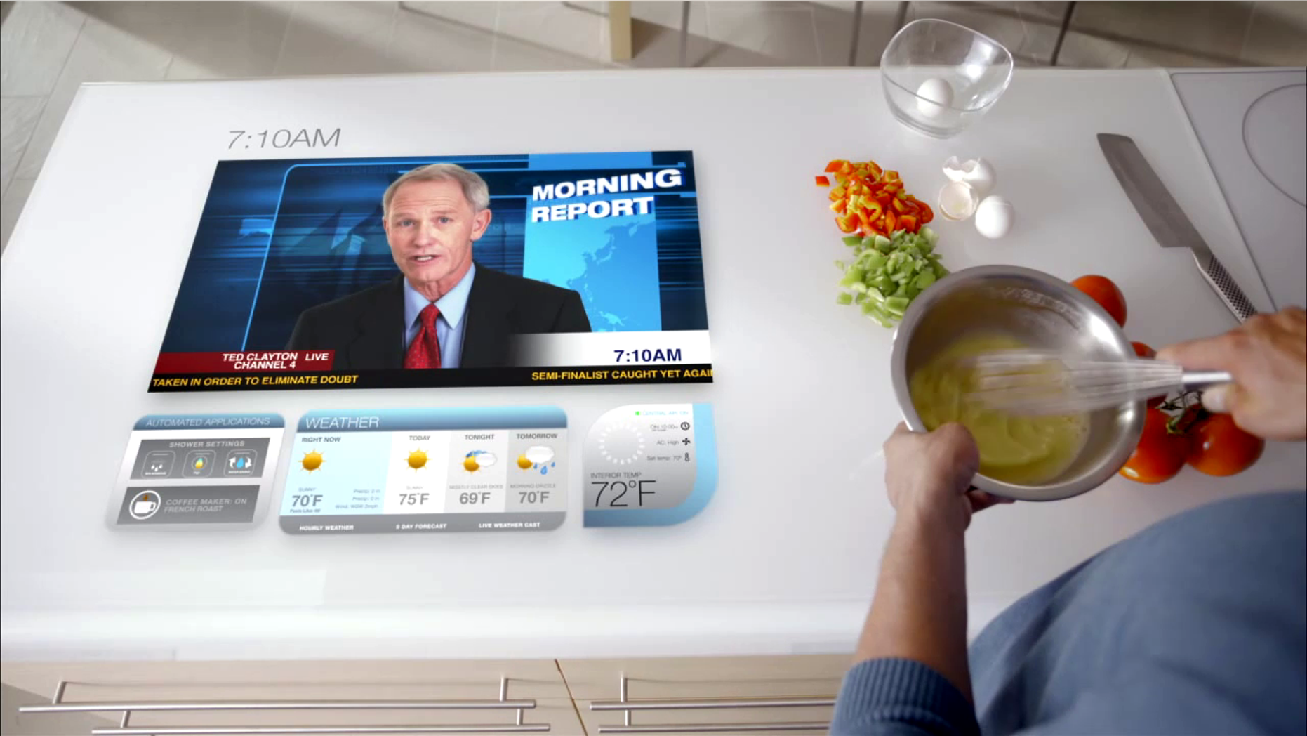 The home of the future will include computers in counter tops, according to one company's vision of what will be.