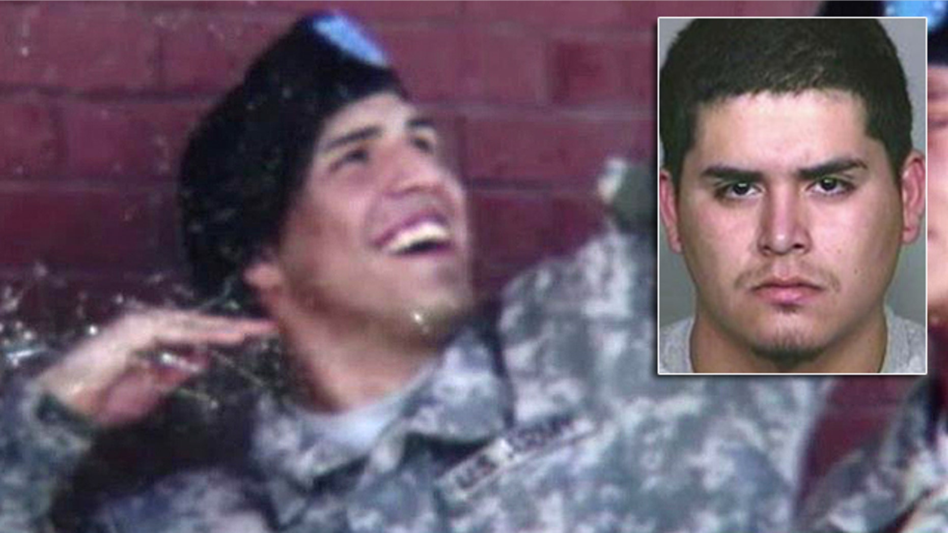 Ruben Ray Jurado, inset, is suspected in a shooting that paralyzed Christopher Sullivan at his homecoming party in San Bernardino, Calif.