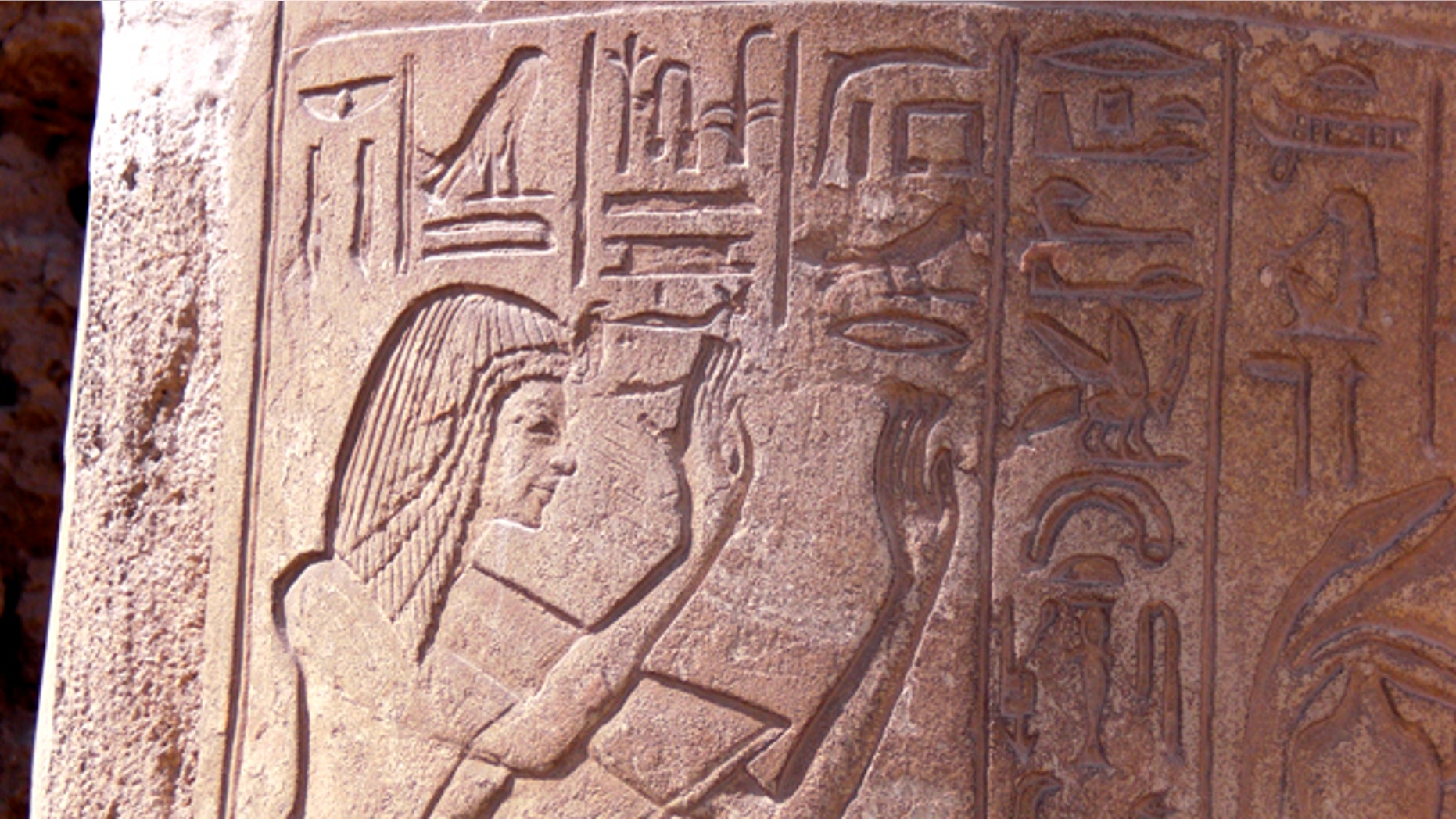 Carvings dot a column in the tomb of Horemheb, which will open to the public for the first time on Monday, May 23.