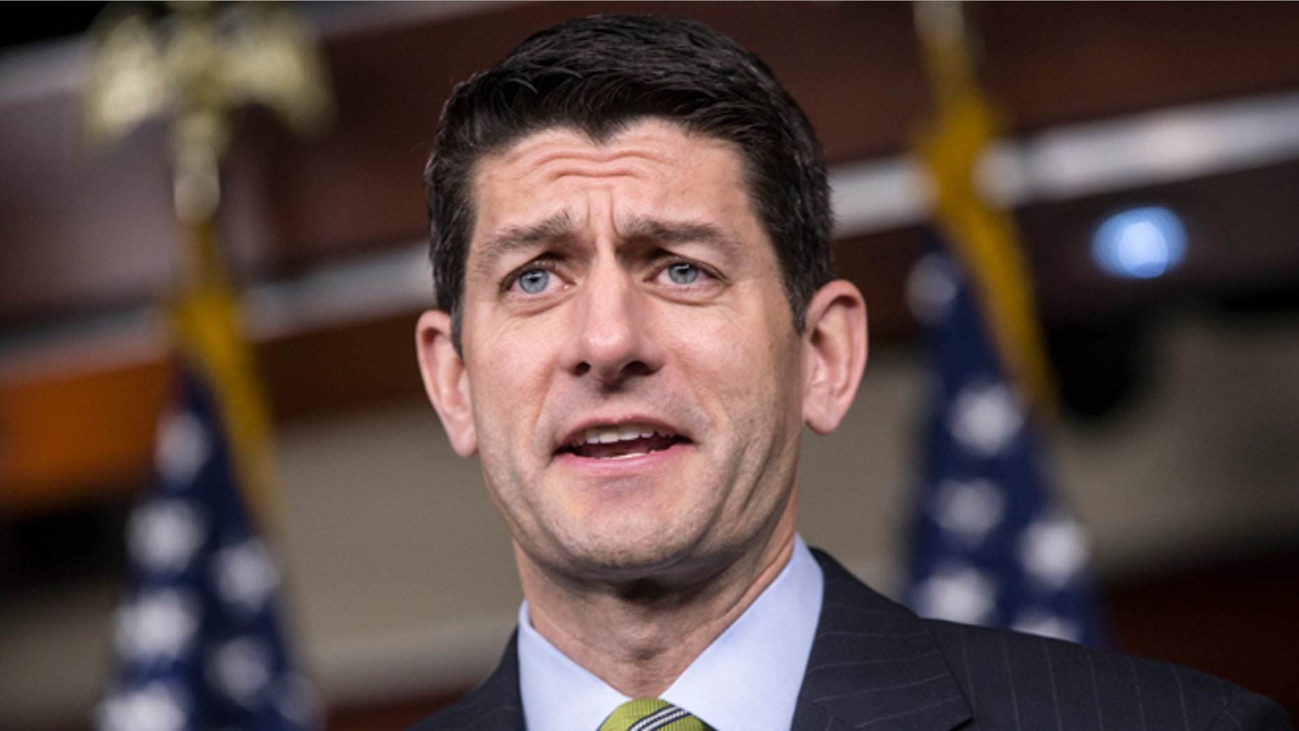 Speaker of the House Paul Ryan, R-Wis., takes questions from reporters at a weekly news conference on Capitol Hill in Washington, Thursday, March 17, 2016. Republicans say Obama exceeded his constitutional authority in unilaterally expanding programs for immigrants. They prevailed on a 234-186 vote Thursday that authorizes Speaker Paul Ryan to file a friend-of-the-court brief in the case of United States v. Texas. (AP Photo/J. Scott Applewhite)