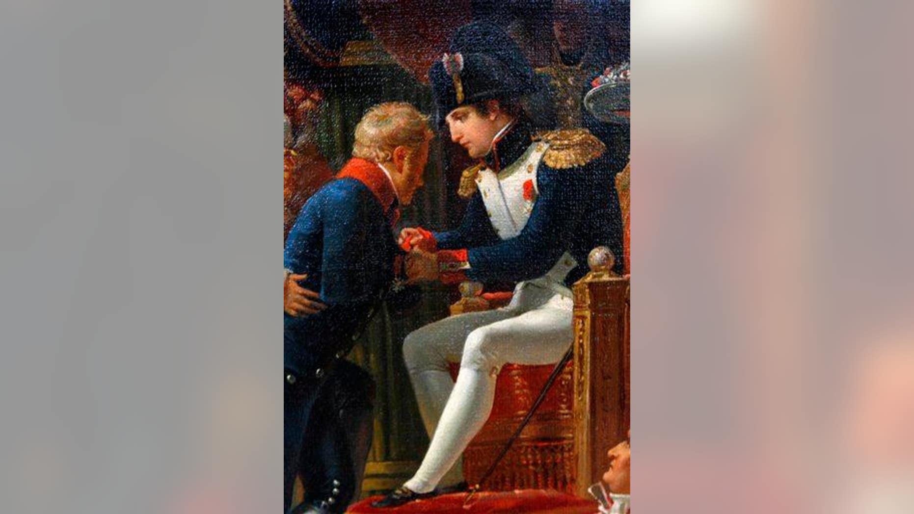 On a detail of a Jean-Baptiste Debret's 19th century painting, Napoleon Bonaparte is on the right.