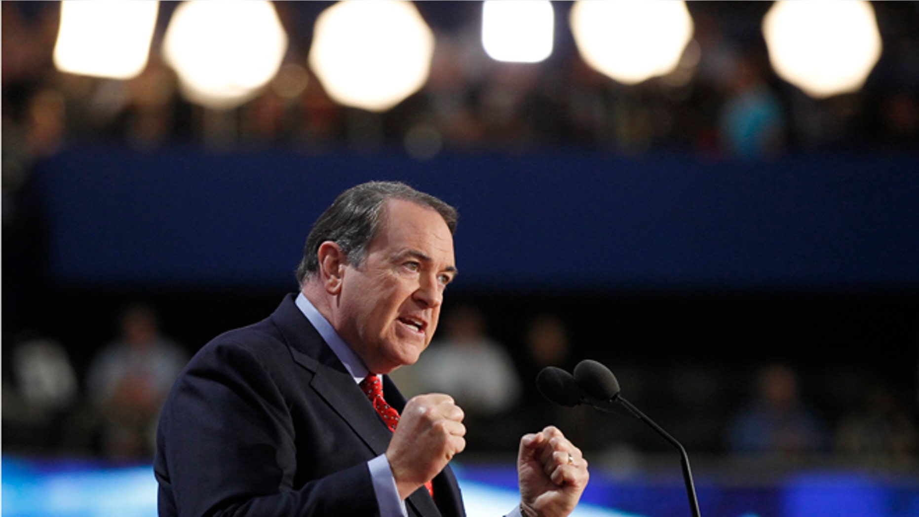 FILE: August 29, 2012: Former Arkansas Gov. and former GOP presidential candidate Mike Huckabee at Republican National Convention in Tampa, Fla.