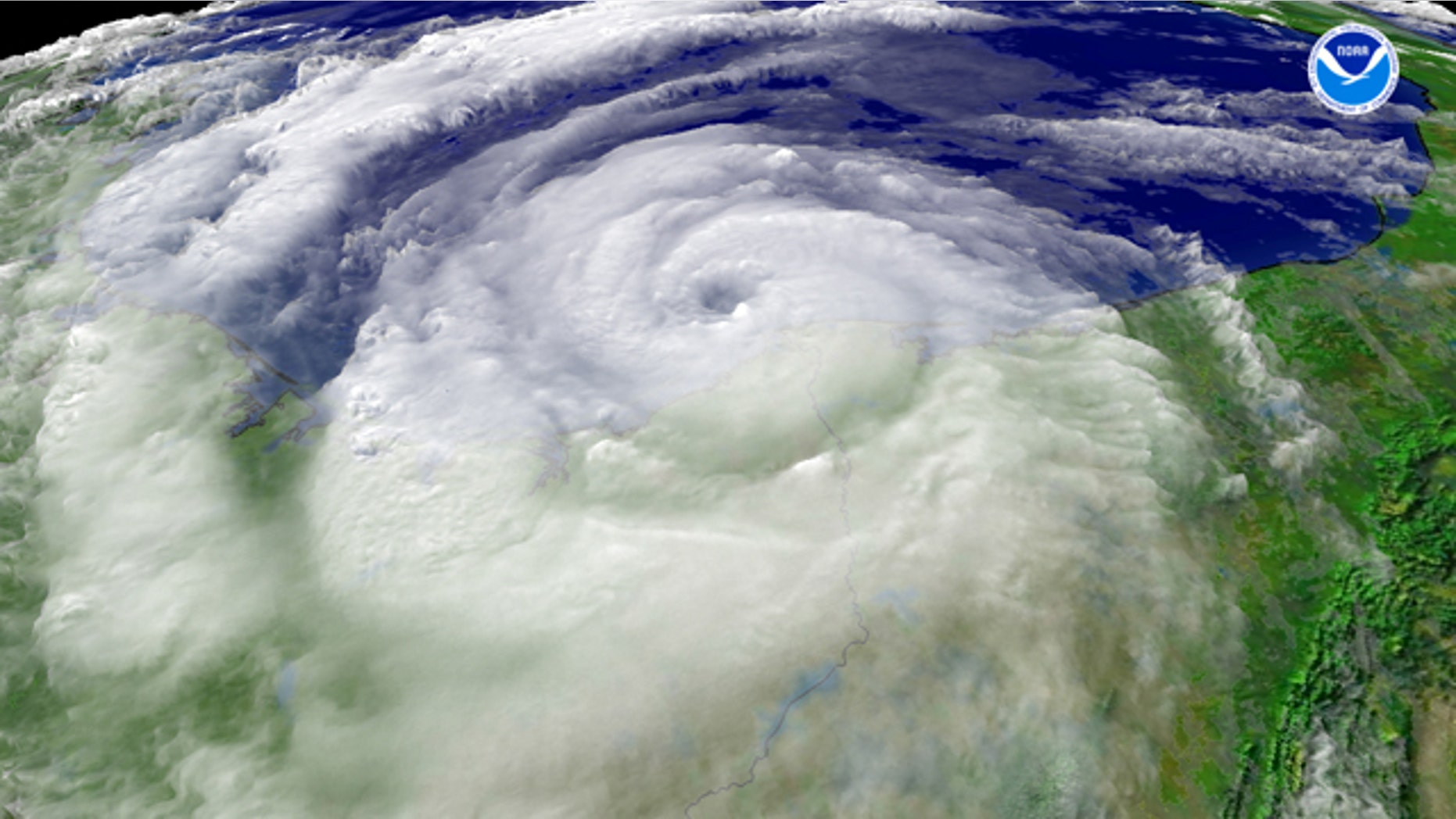 National Oceanographic and Atmospheric Agency satellites capture Hurricane Dolly from outer space on July 23, 2008.