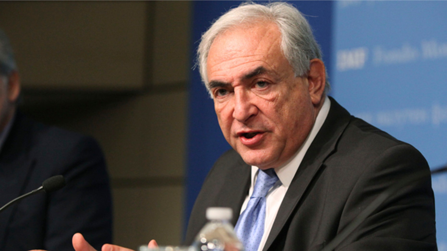 April 22, 2010: IMF Managing Director Dominique Strauss-Kahn, speaks during a news briefing at the 2010 WB/IMF Spring Meetings in Washington.