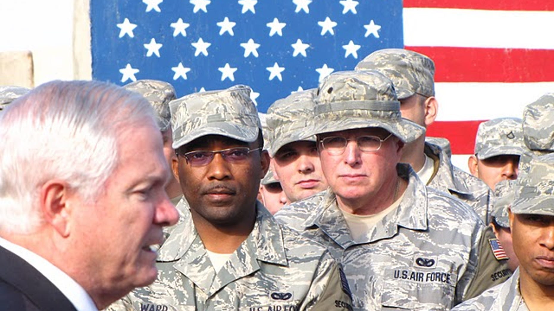 Fox News file photo, Secretary Gates with troops