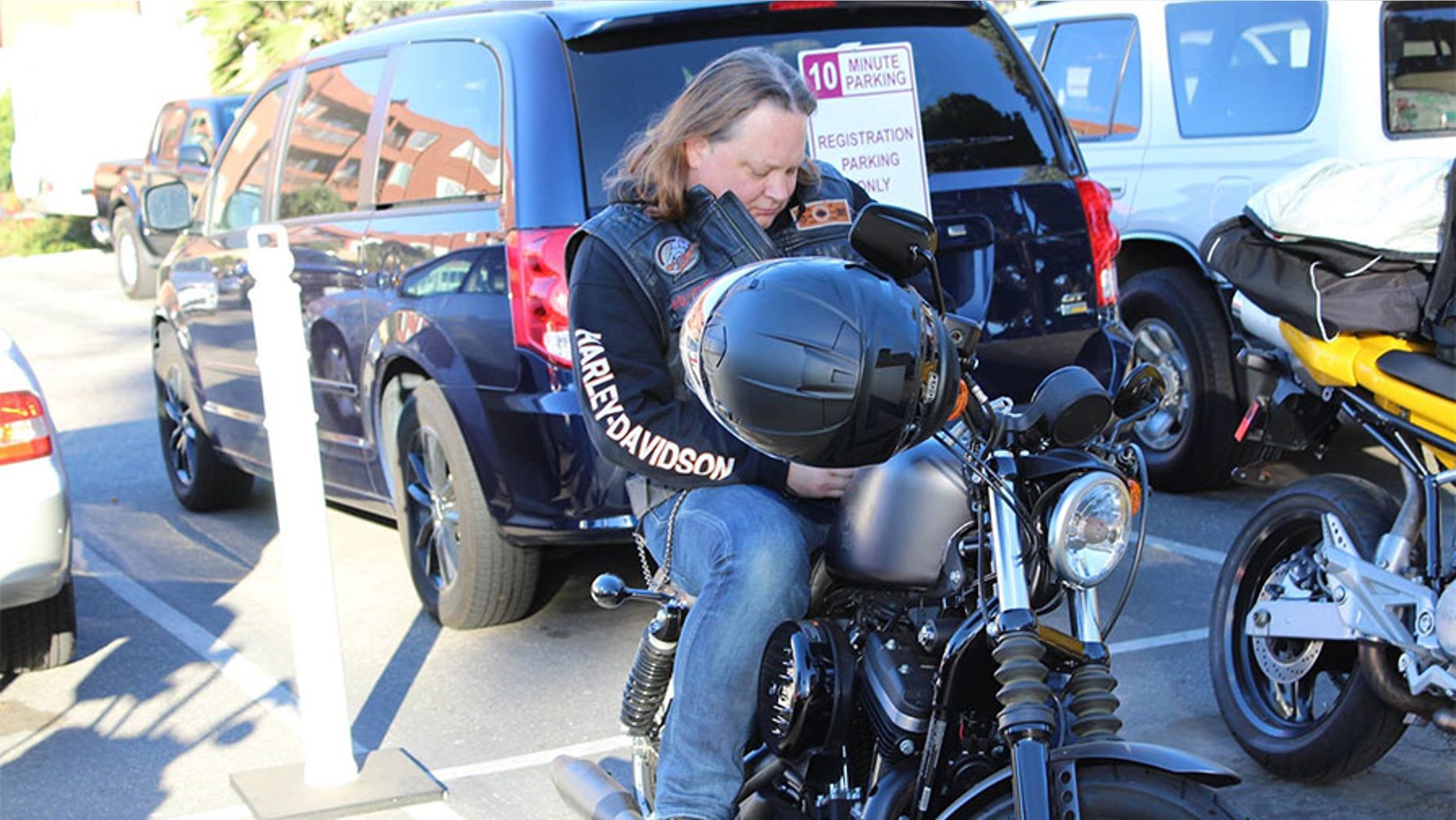 Brett Hunt on his way to return a missing Purple Heart to a Palm Springs family.
