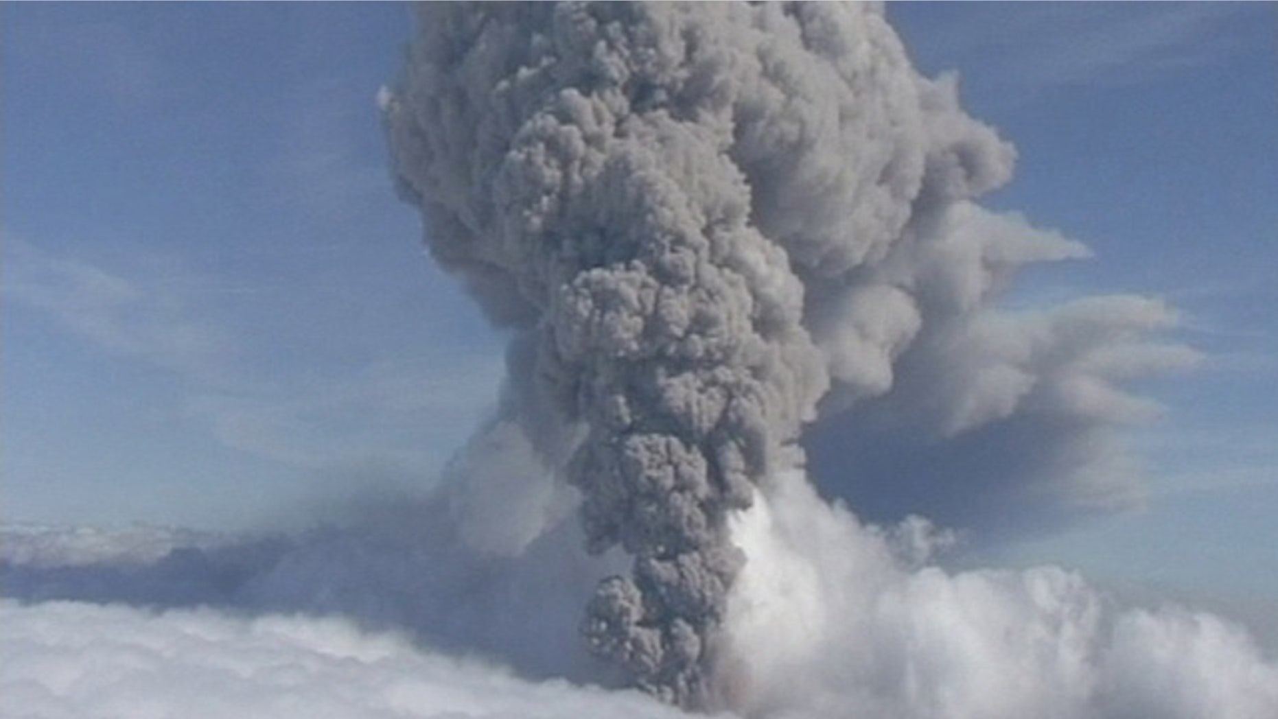 FILE-- This is a Saturday, May 8, 2010 file image taken from video of a column of ash rising from Iceland's Eyjafjallajokul volcano. (AP Photo/ APTN)