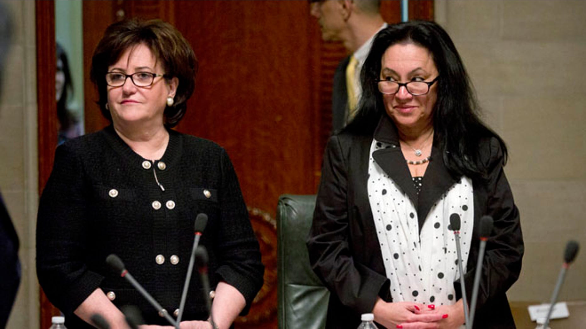 State Education Commissioner MaryEllen Elia, left, and Chancellor Betty Rosa during a meeting of the Board of Regents on Tuesday, May 17, 2016, in Albany, N.Y.