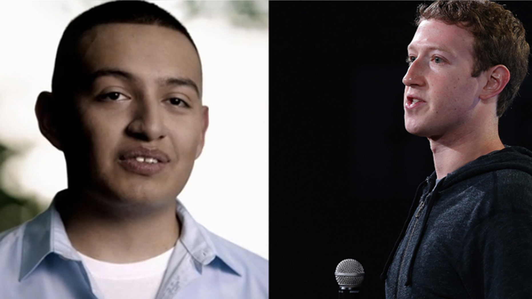 Alejandro Morales (left) an undocumented immigrant and star of Facebook CEO Mark Zuckerberg (right) backed pro-immigration commercial entitled "serve."