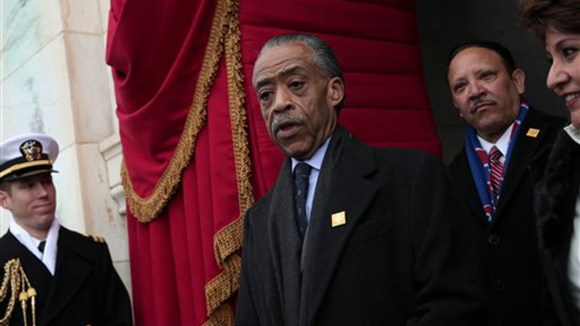 Jan. 21, 2013: Rev. Al Sharpton arrives on the West Front of the Capitol in Washington, Monday, , for the President Barack Obama's ceremonial swearing-in ceremony during the 57th Presidential Inauguration.