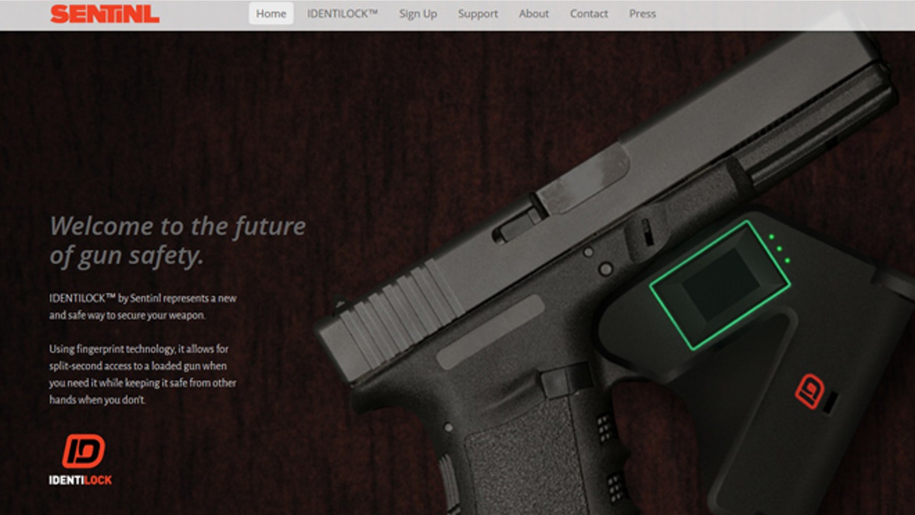 A screenshot of Indentilock's website.