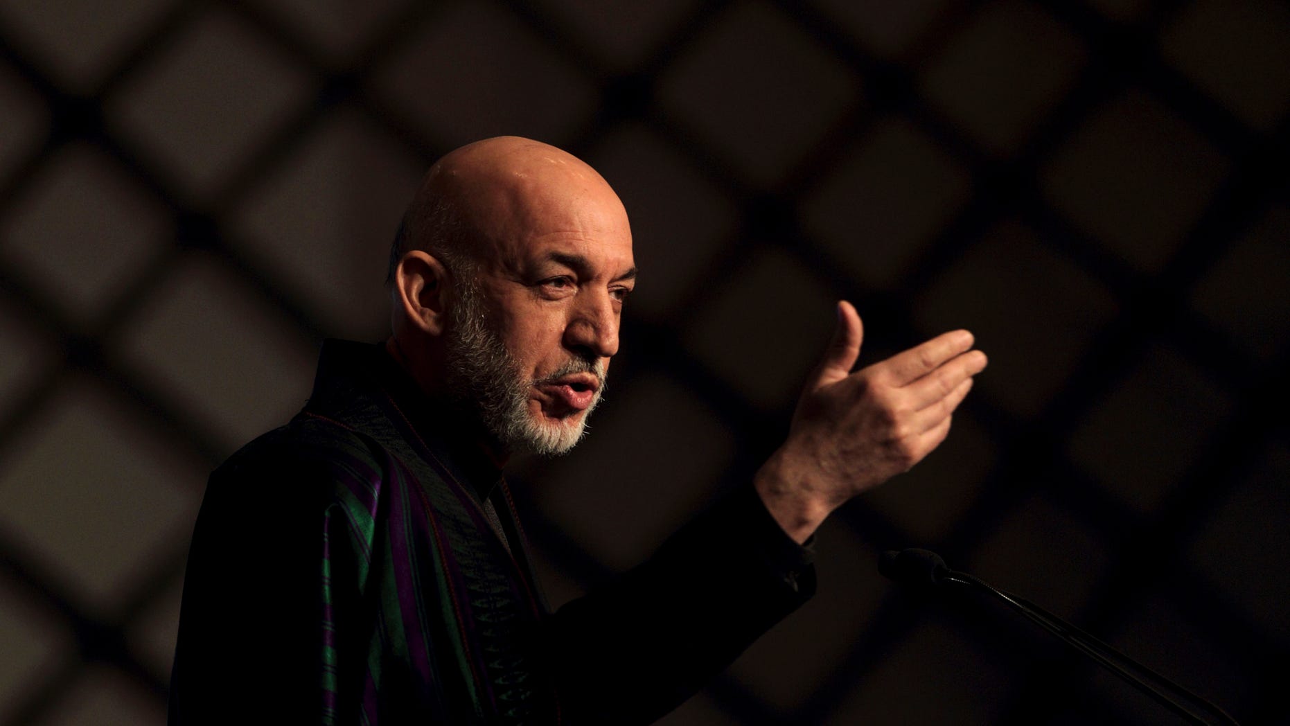 Feb. 3: Afghan President Hamid Karzai speaks during the first day of the 11th Delhi Sustainable Development Summit in New Delhi, India. The summit will last three days.