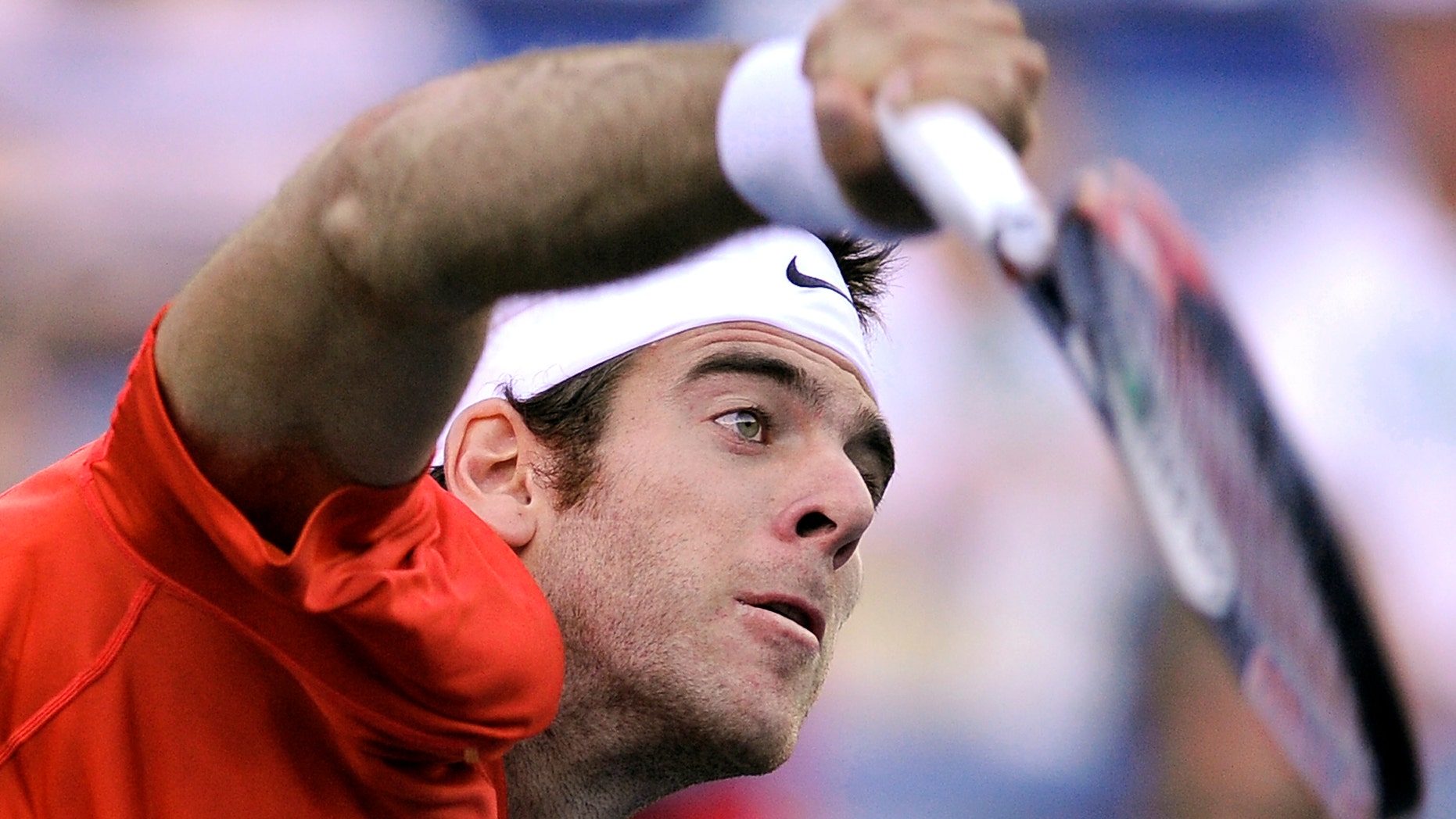 March 10: Juan Martin del Potro, of Argentina, serves to Radek Stepanek, of the Czech Republic, during their match at the BNP Paribas Open tennis tournament in Indian Wells, Calif. Del Potro breezed through the first-round match, winning 6-4 6-0.