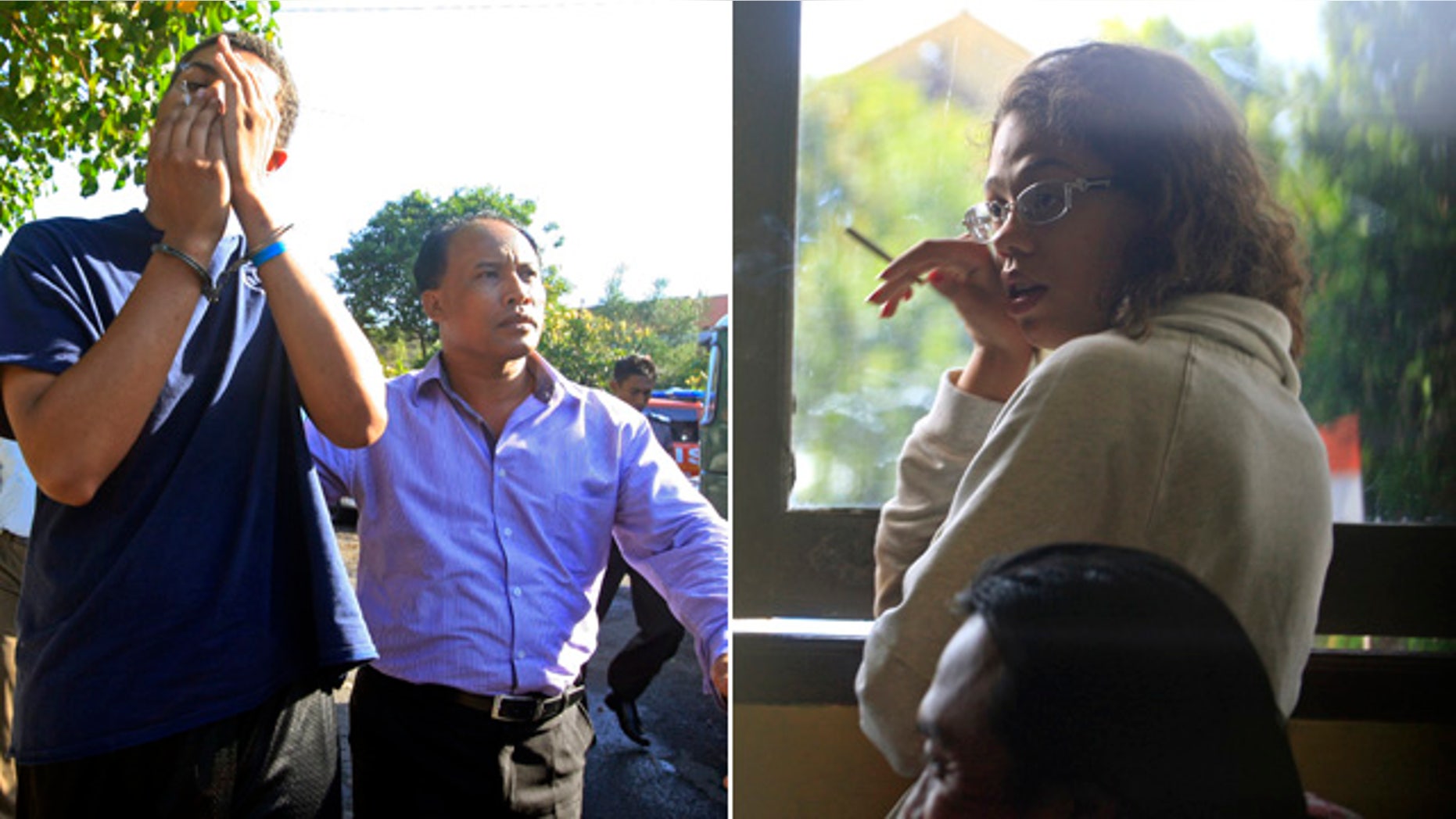 August 13 and 14, 2014: These images show Tommy Schaefer, left, and his girlfriend Heather Mack. Both have been arrested in Indonesia on suspicion of murdering the Mack's mother and stuffing her body into a suitcase at a resort hotel in Bali. Their appointed lawyer said Wednesday that the couple are behind held on suicide watch. (AP Photo/File)