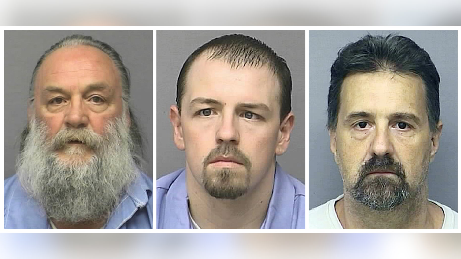 May 10, 2013: This photo combo of undated images provided by the Kansas Department of Corrections shows inmates, from left, Randy A. Ridens Sr., Allen M. Hurst and Scott A. Gilbert.