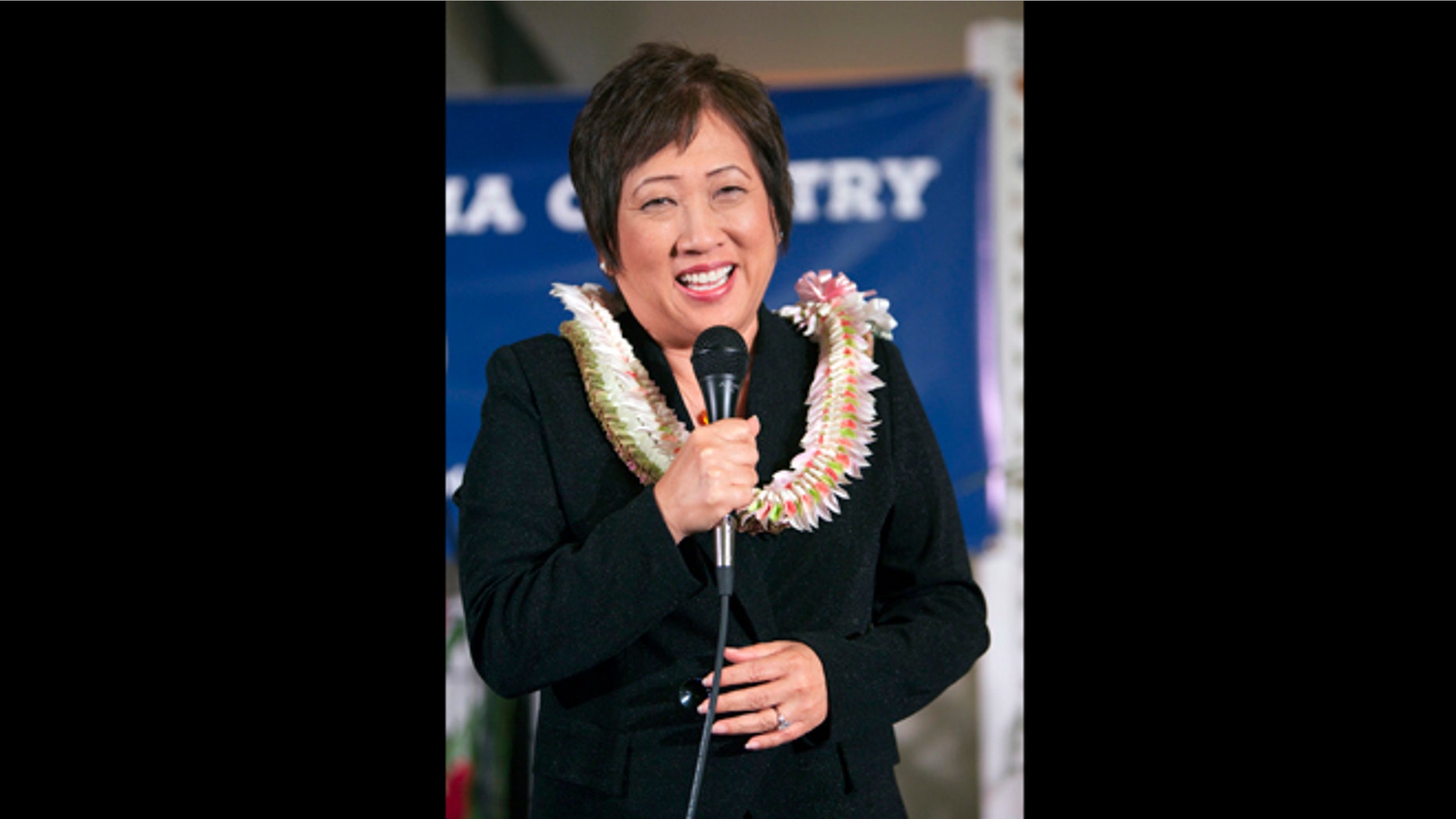 In this Nov. 6, 2012 file photo, Democrat Colleen Hanabusa speaks after winning Hawaii 1st Congressional district seat at the Japanese Cultural Center in Honolulu.
