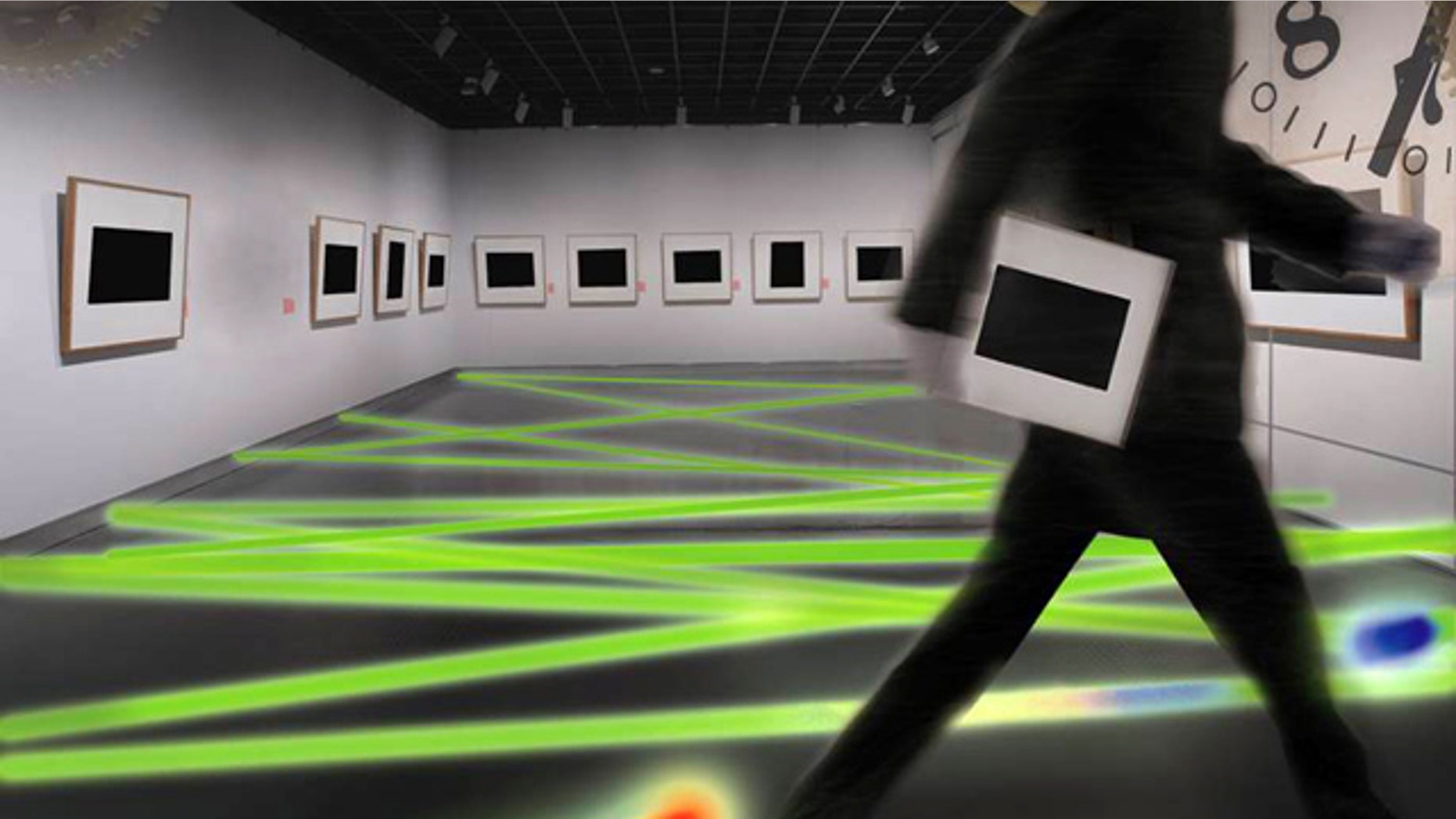 Scientists demonstrate how they have have created a new invisibility technique that doesnt just cloak an object -- like in Harry Potter books and movies -- but masks an entire event by briefly bending the speed of light around an event. In this illustratio, an art thief walks into a museum and steasl a painting without setting off laser beam alarms or even showing up on surveillance cameras.