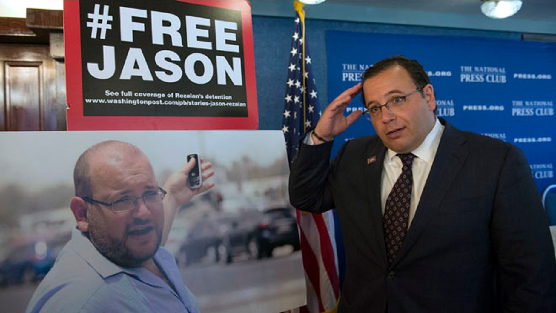 Ali Rezaian, brother of Jason Rezaian, The Washington Post's Tehran Bureau Chief who is currently in Evin Prison in Iran, talks about his brother at a news conference.