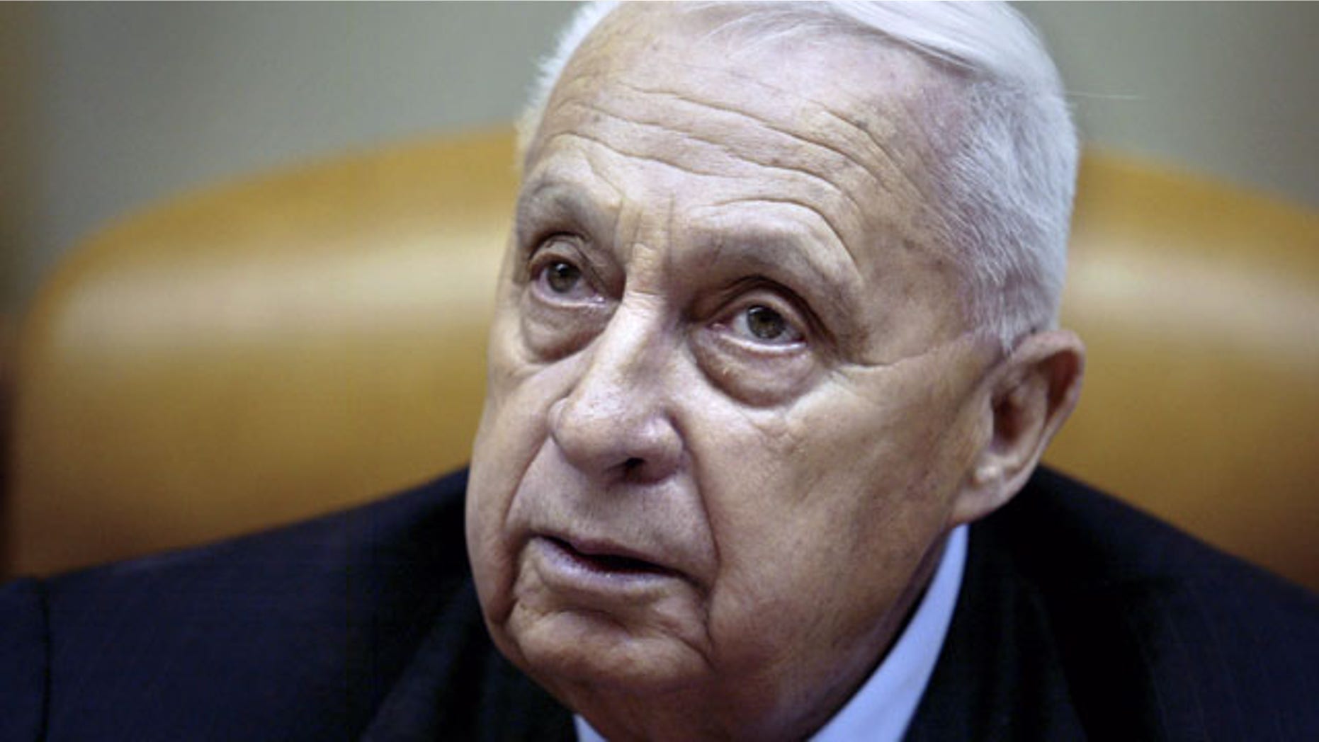 FILE -- In this Sunday Jan. 30, 2005 file photo, Israeli Prime Minister Ariel Sharon pauses during the weekly cabinet meeting in his Jerusalem office. (AP)