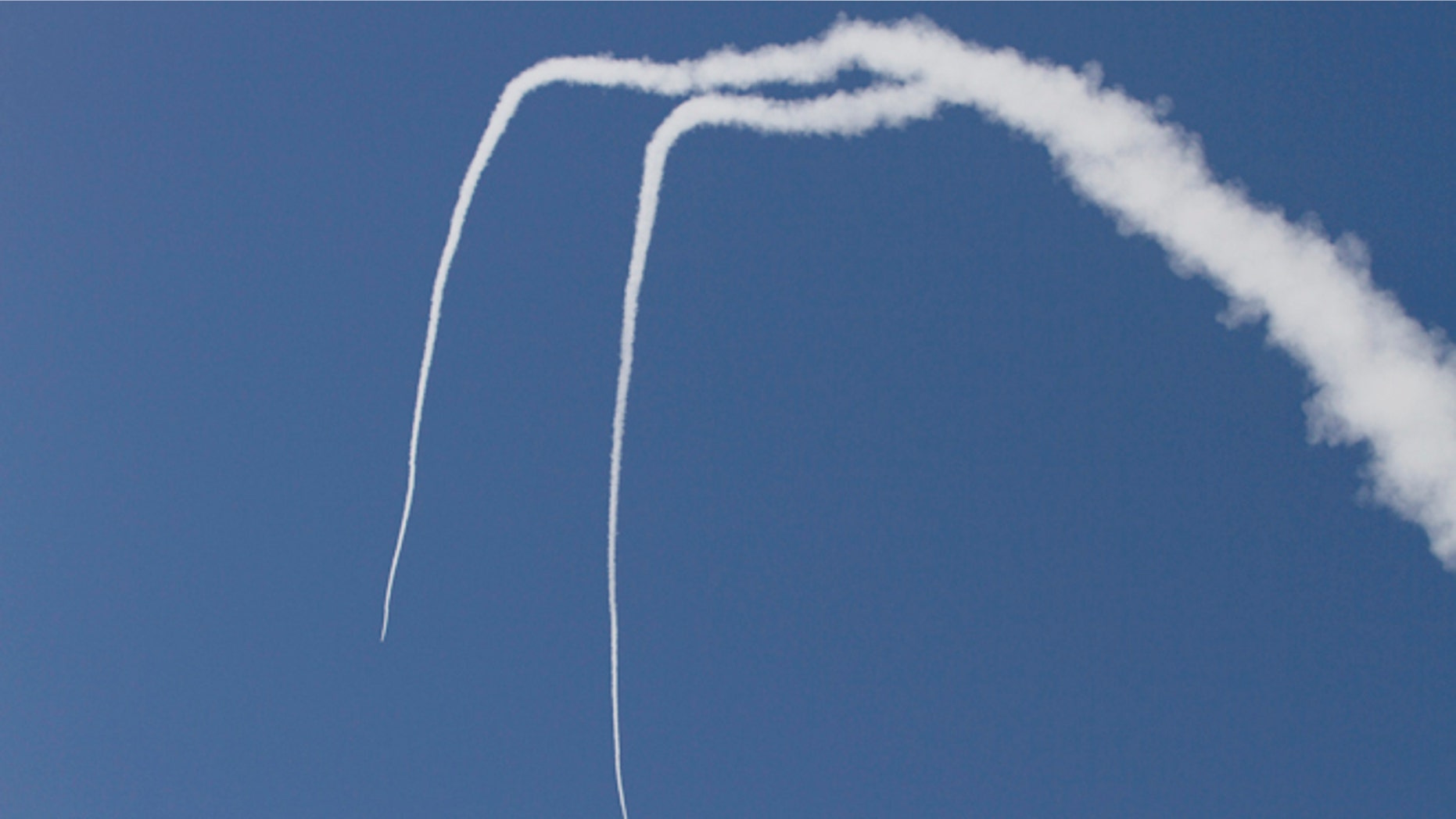 Nov. 18, 2012: Two Iron Dome missiles launched near the city of Ashdod, Israel to intercept a rocket fired by Palestinians militants from Gaza Strip.