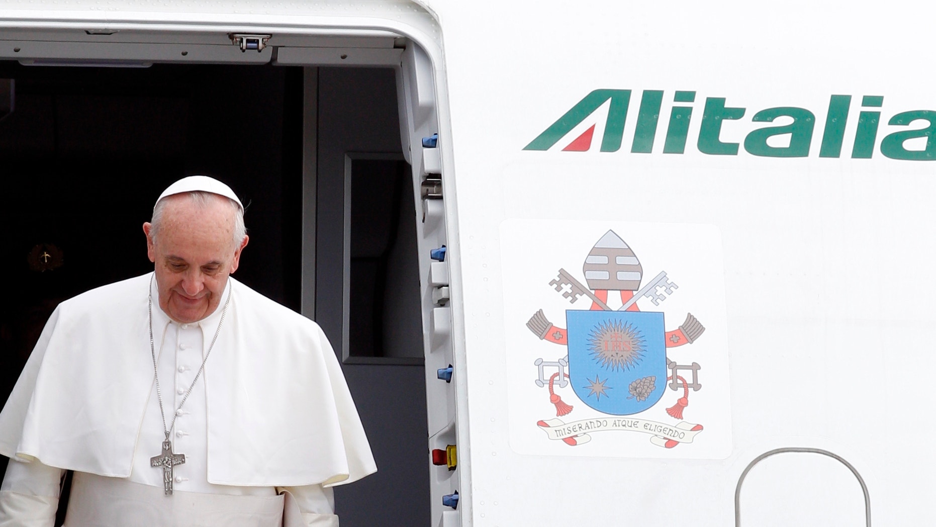 July 29, 2013 - Pope Francis disembarks from the plane after landing from Rio de Janeiro, Brazil, at Ciampino's military airport, on the outskirts of Rome.