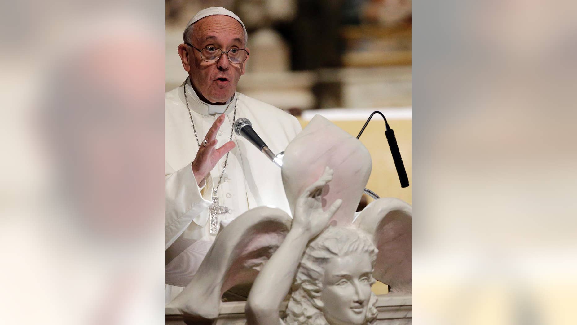 File photo - Pope Francis delivers his message in the Cathedral Santa Maria del Fiore during his visit to Florence, Italy, Tuesday, Nov. 10, 2015. (AP Photo/Gregorio Borgia) (The Associated Press)