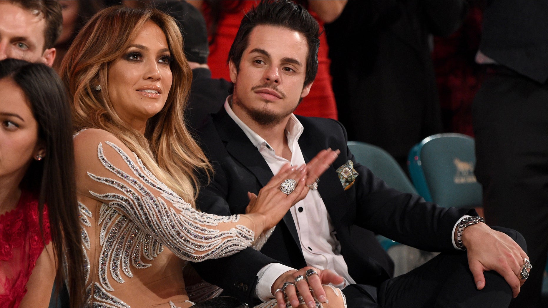LAS VEGAS, NV - MAY 17: Recording artist Jennifer Lopez (L) and actor Casper Smart attend the 2015 Billboard Music Awards at MGM Grand Garden Arena on May 17, 2015 in Las Vegas, Nevada. (Photo by Larry Busacca/BMA2015/Getty Images for dcp)