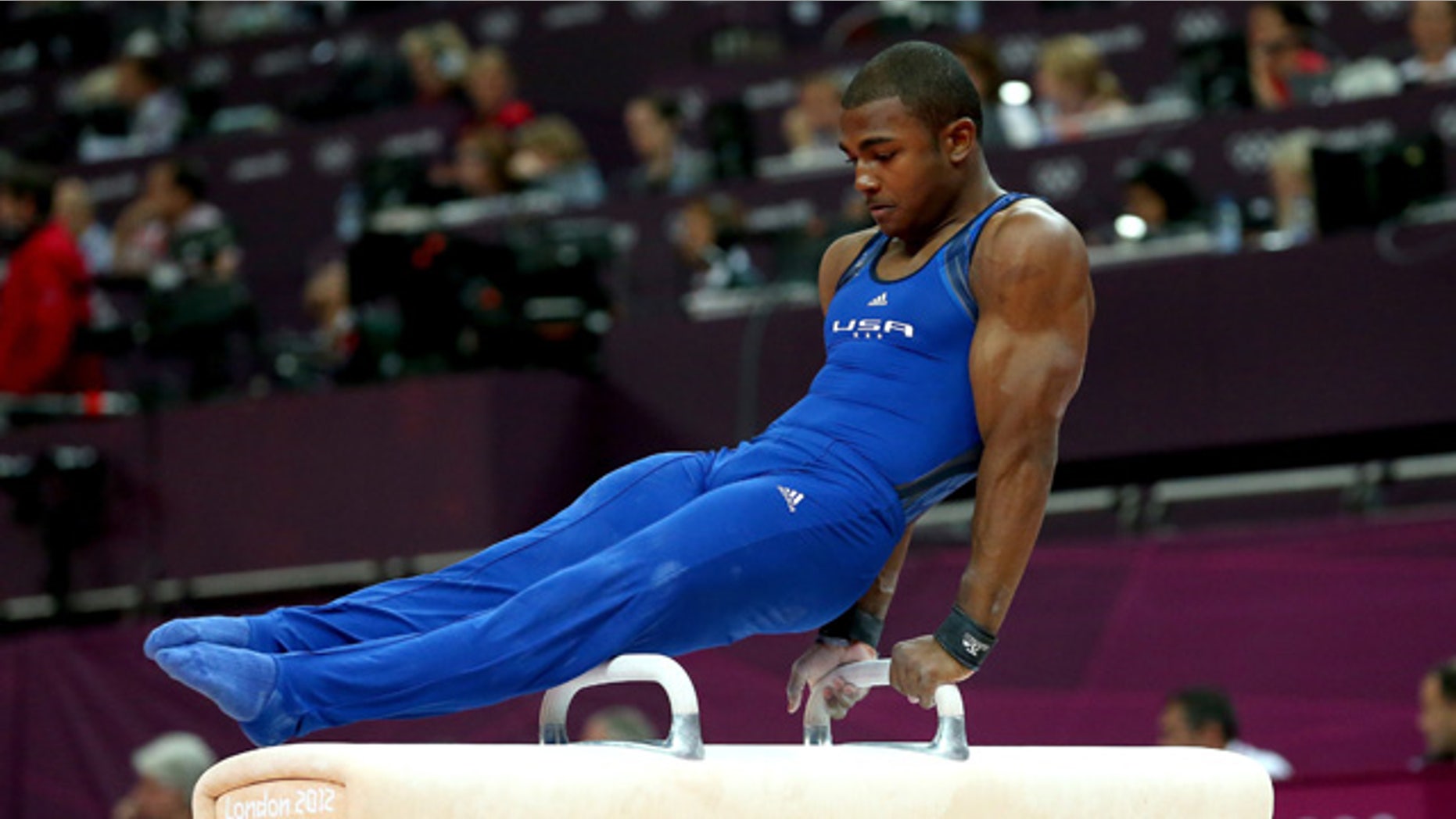 July, 28, 2012: John Orozco of the United States of America competes in the pommel horse in the Artistic Gymnastics Men's Team qualification on Day 1 of the London 2012 Olympic Games at North Greenwich Arena in London, England.
