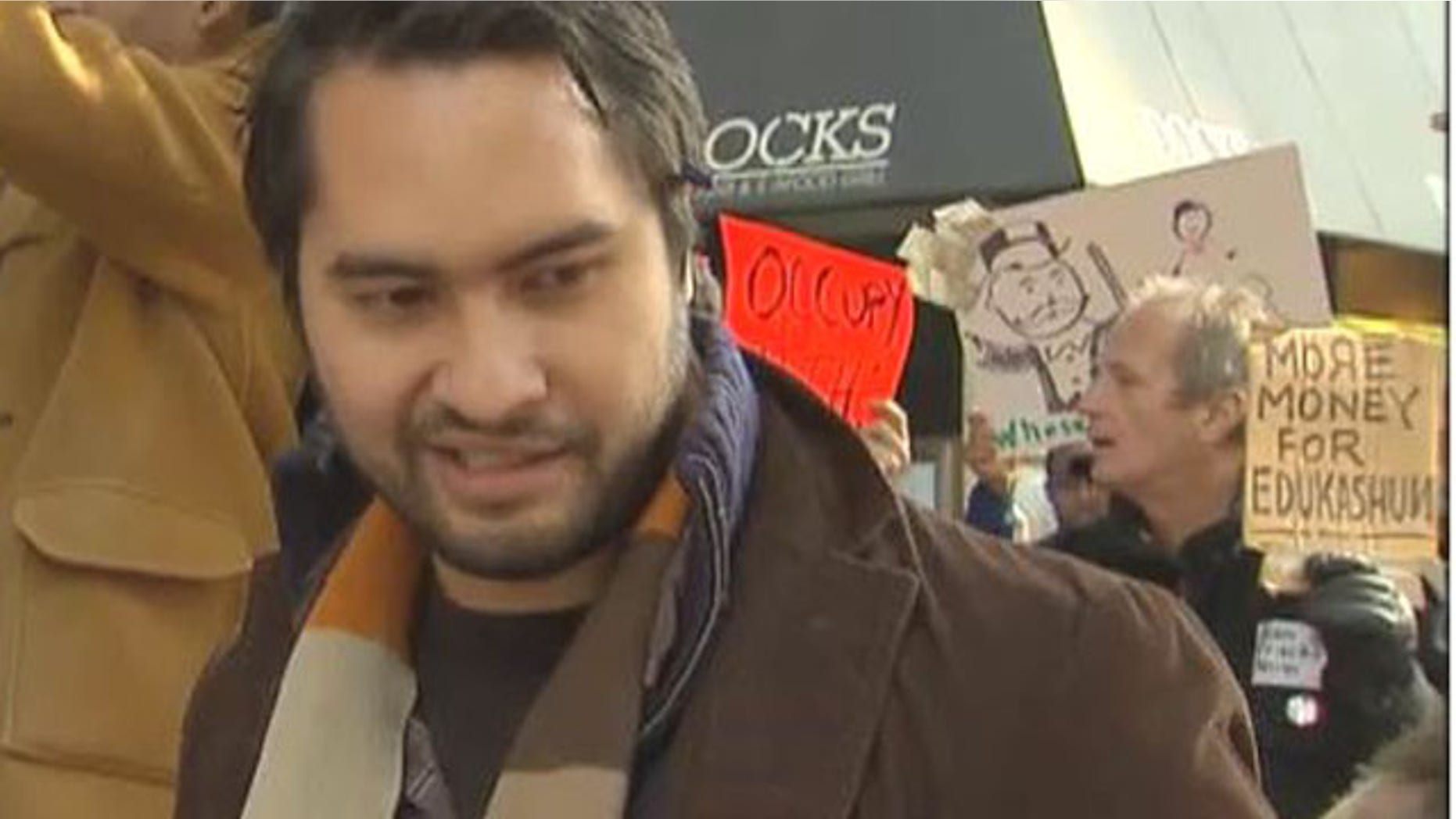 Nov. 1, 2011: Jonathan Westin, organizing director, New York Communities for Change, attends a protest in New York City.