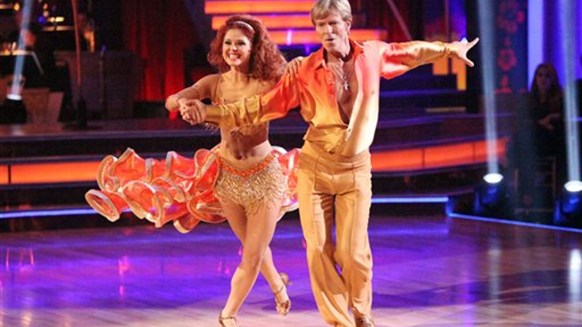 In this April 2, 2012 image released by ABC, actor Jack Wagner and his partner Anna Trebunskaya perform on the "Dancing With the Stars."