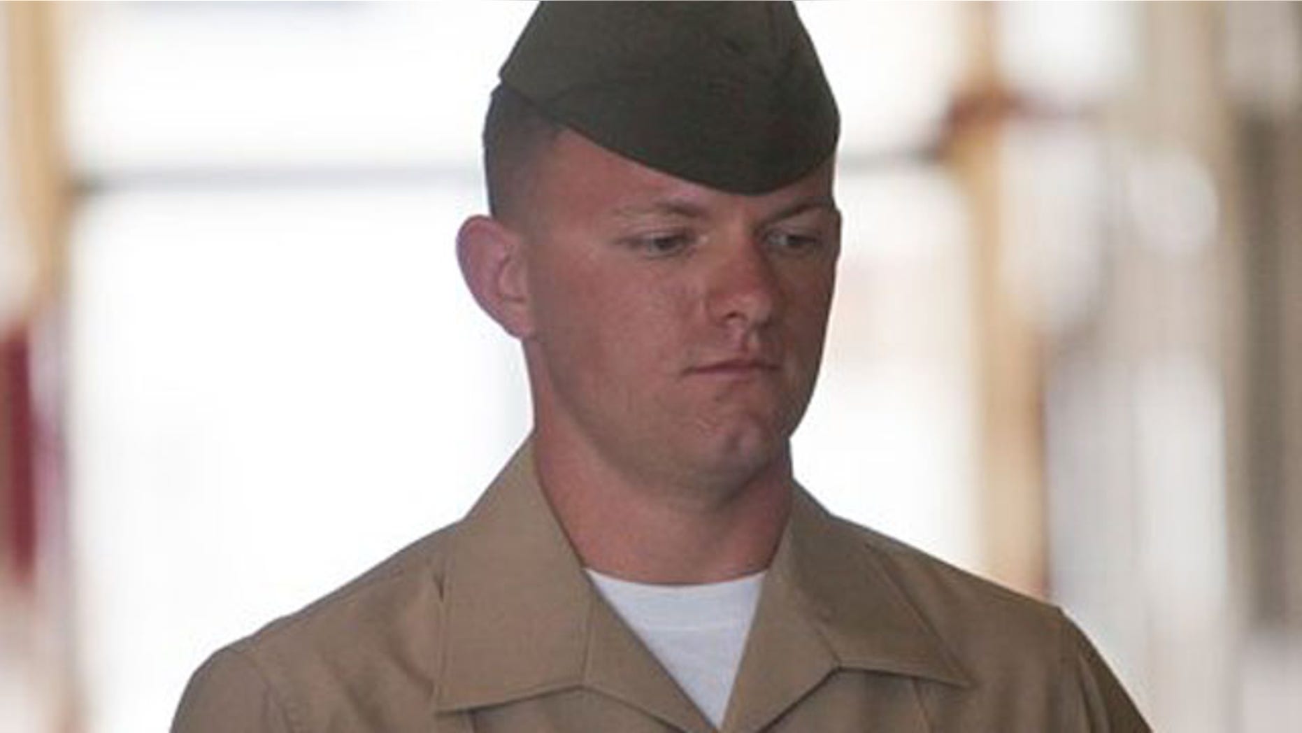 Jan. 30, 2012: Lance Cpl. Jacob D. Jacoby is seen entering the courtroom of the Legal Services Center at Marine Corps Base Hawaii.