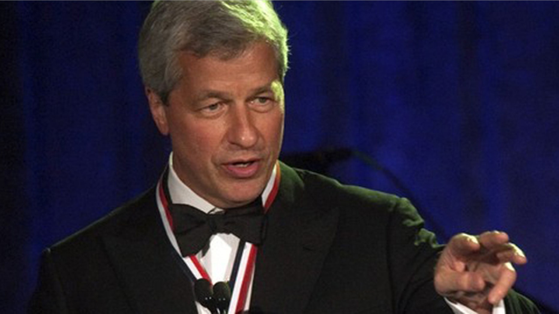 May 24, 2012: Jamie Dimon, chairman and chief executive of JP Morgan Chase and Co, speaks during the Intrepid Sea, Air & Space Museum's Annual Salute to Freedom dinner in New York.