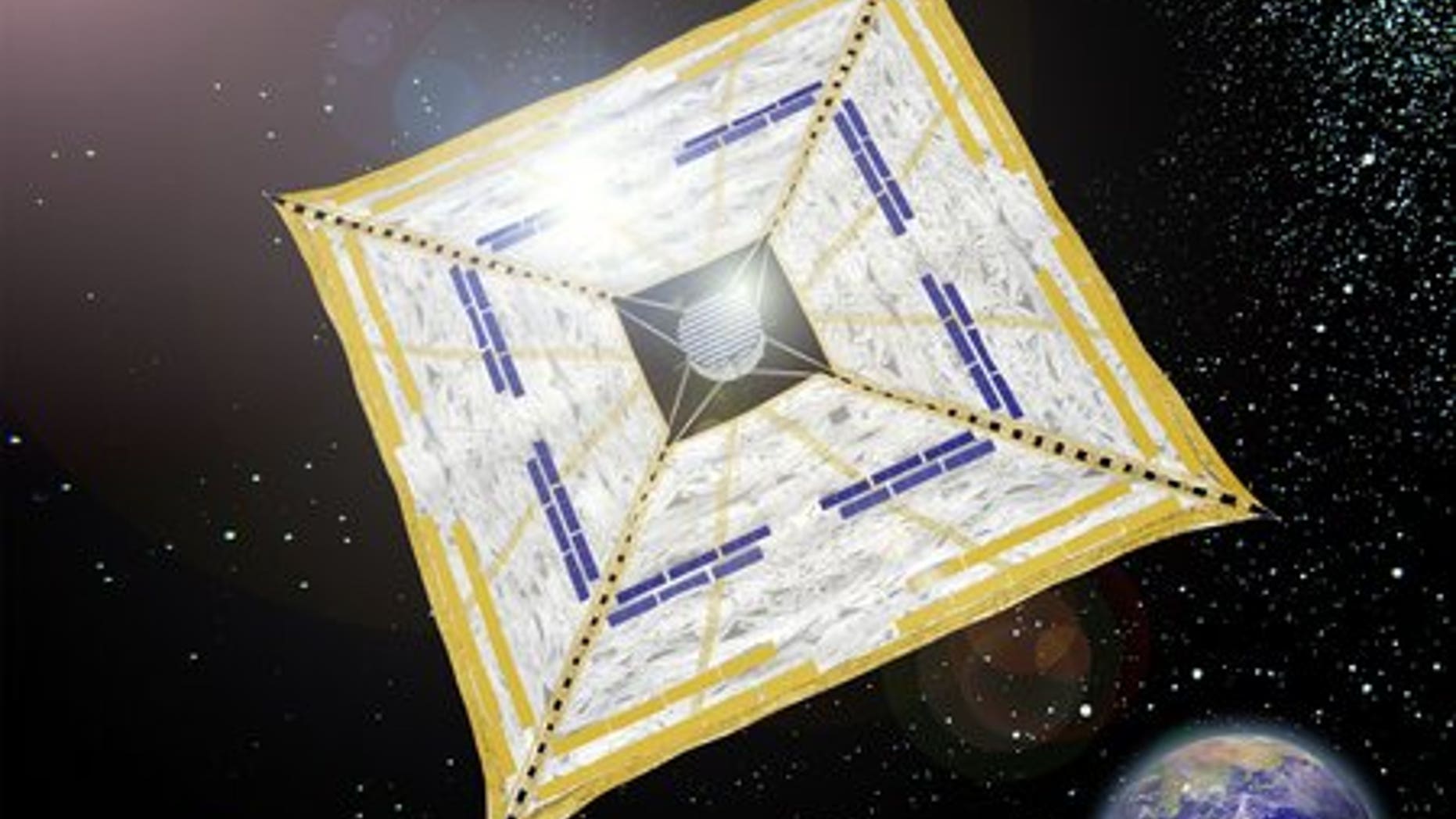 April 27: A handout graphic designed image released from the Japan Aerospace Exploration Agency (JAXA) shows what the Japanese satellite Ikaros might look like in space.