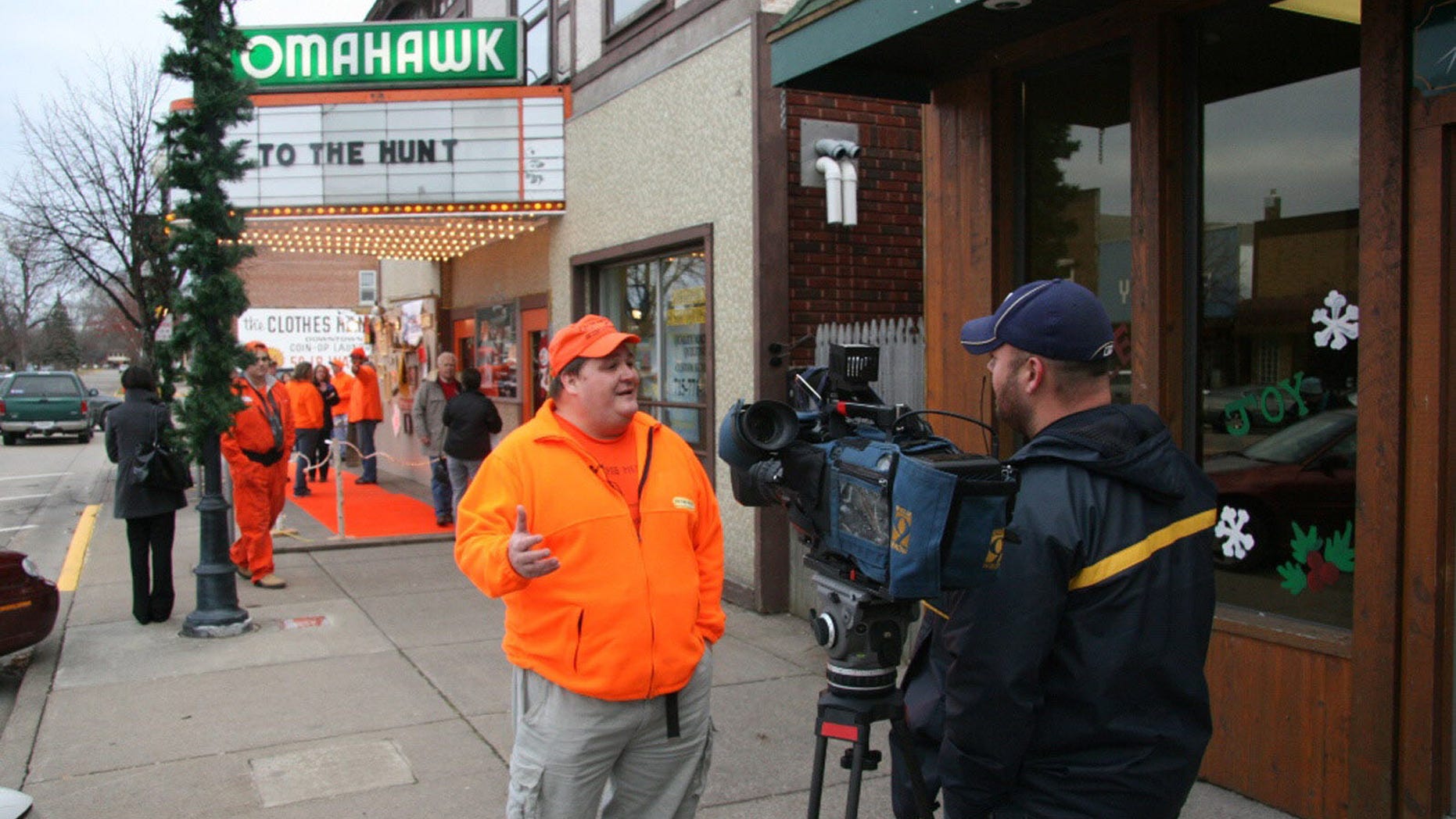 Jay Leggett gives an interview Nov. 18, 2010, outside the premiere of his documentary "To the Hunt" in Tomahawk, Wis.