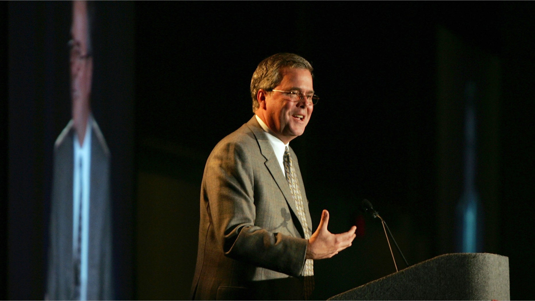FORT LAUDERDALE, FL - MAY 10: Jeb Bush, Governor of Florida, speaks during the Governor's Hurricane Conference at the Greater Fort Lauderdale/Broward County Convention Center May 10, 2006 in Fort Lauderdale, Florida. The conference brings together emergency managers, forecasters and relief workers to prepare for the upcoming hurricane season. (Photo by Joe Raedle/Getty Images)