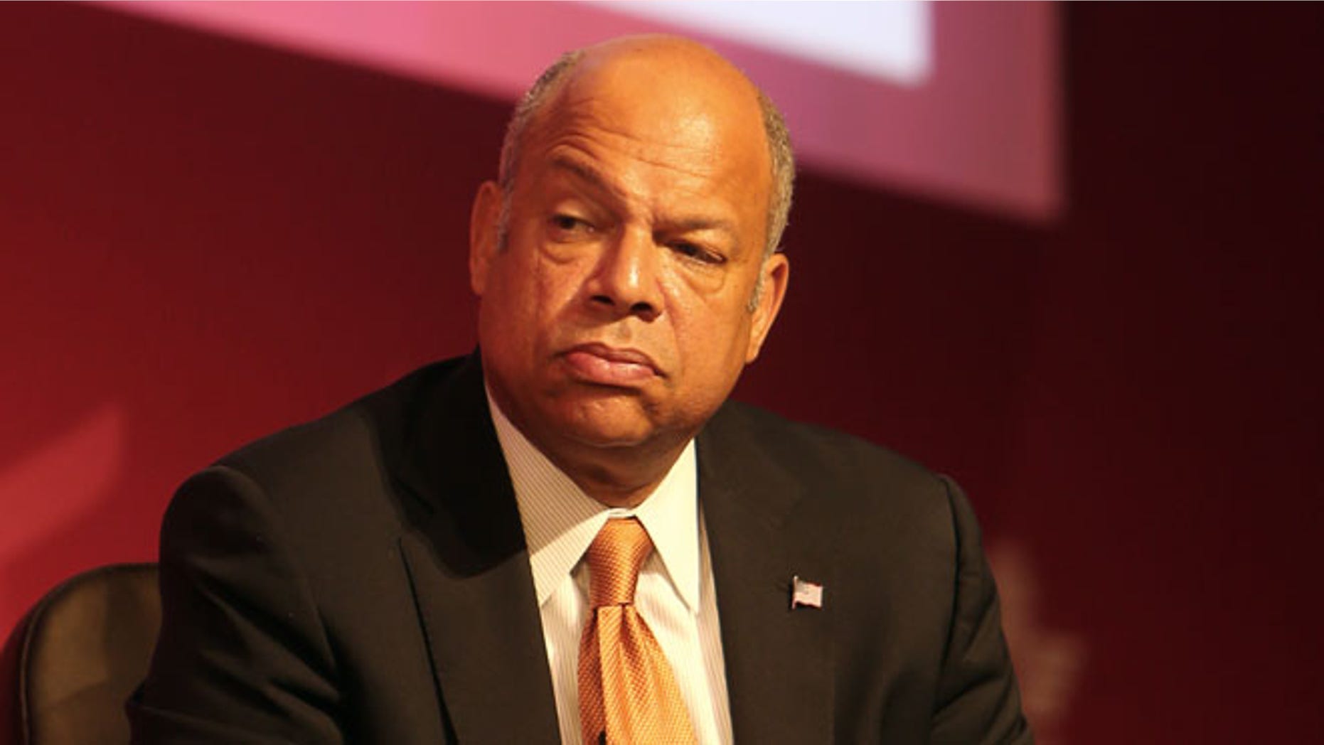 Jeh Johnson, U.S. Secretary of Homeland Security takes part in a panel discussion at the 70th International Air Transport Association (IATA) in Doha, Qatar, Tuesday, June 3, 2014.