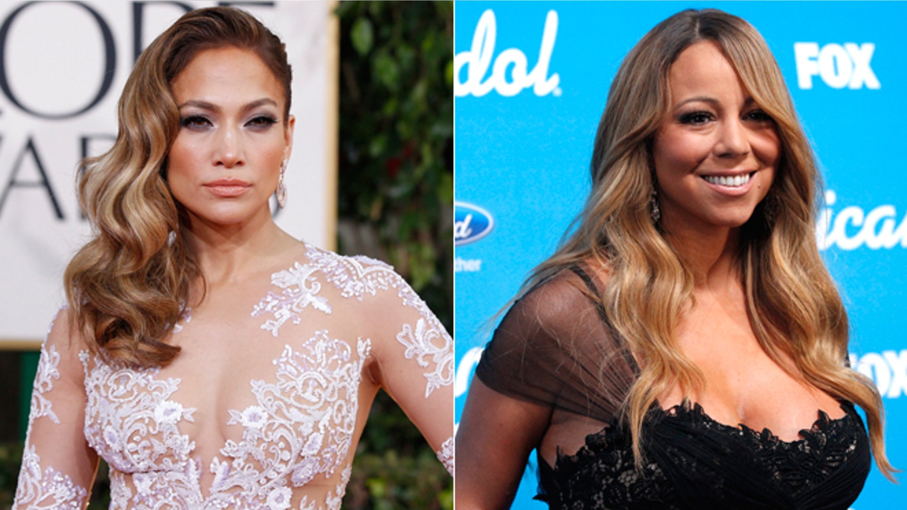 Jennifer Lopez, left, and Mariah Carey are shown.