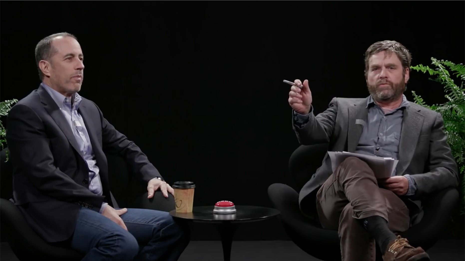 Jerry Seinfeld, left, was a guest on Zach Galifianakis', right, show "Between Two Ferns."