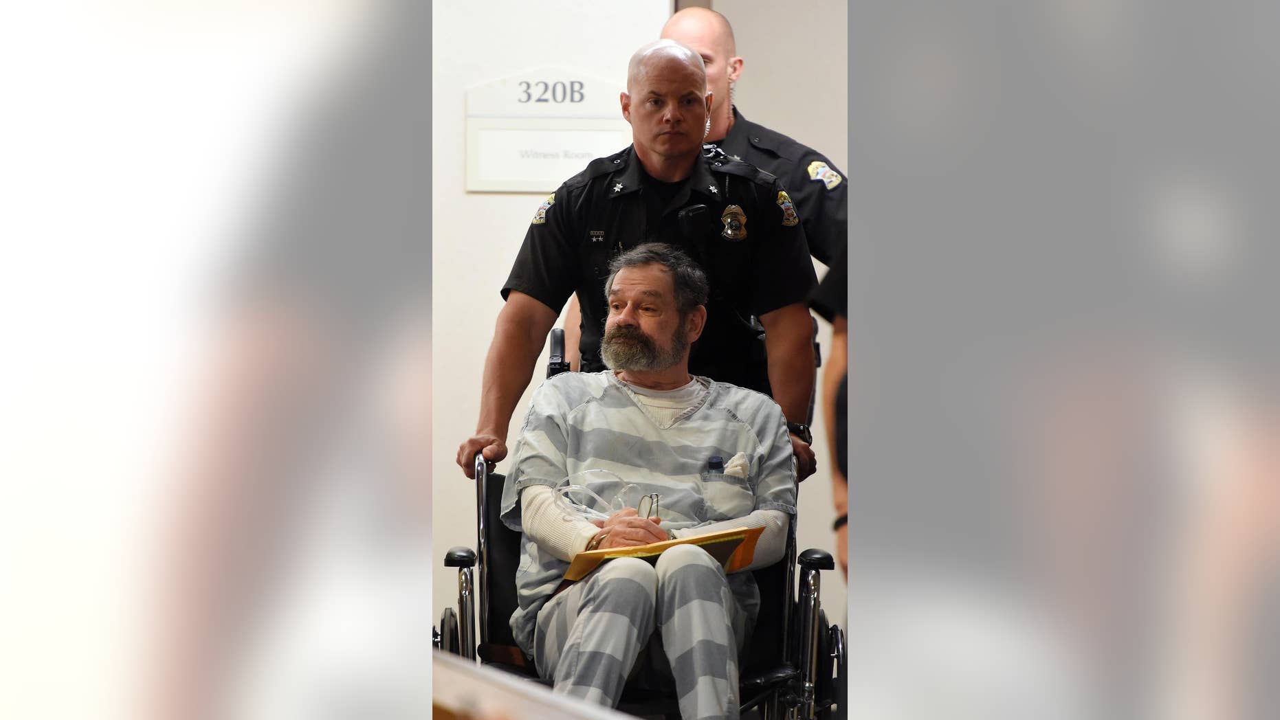 May 14, 2015: Frazier Glenn Miller is brought to court for an appearance at the Johnson County Courthouse in Olathe, Kan.