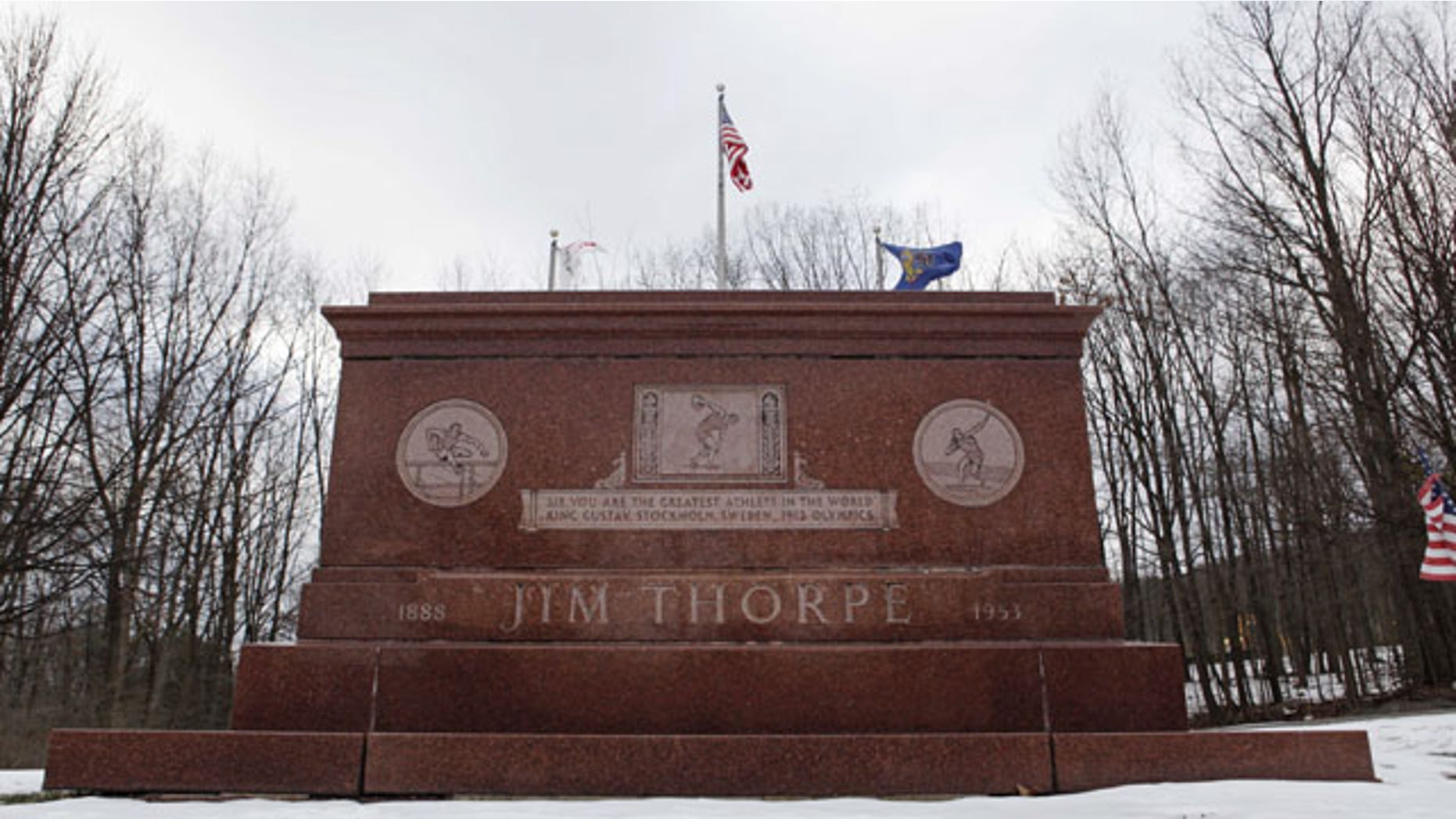 The tomb of Jim Thorpe is shown in Jim Thorpe, Pa. (AP Photo)
