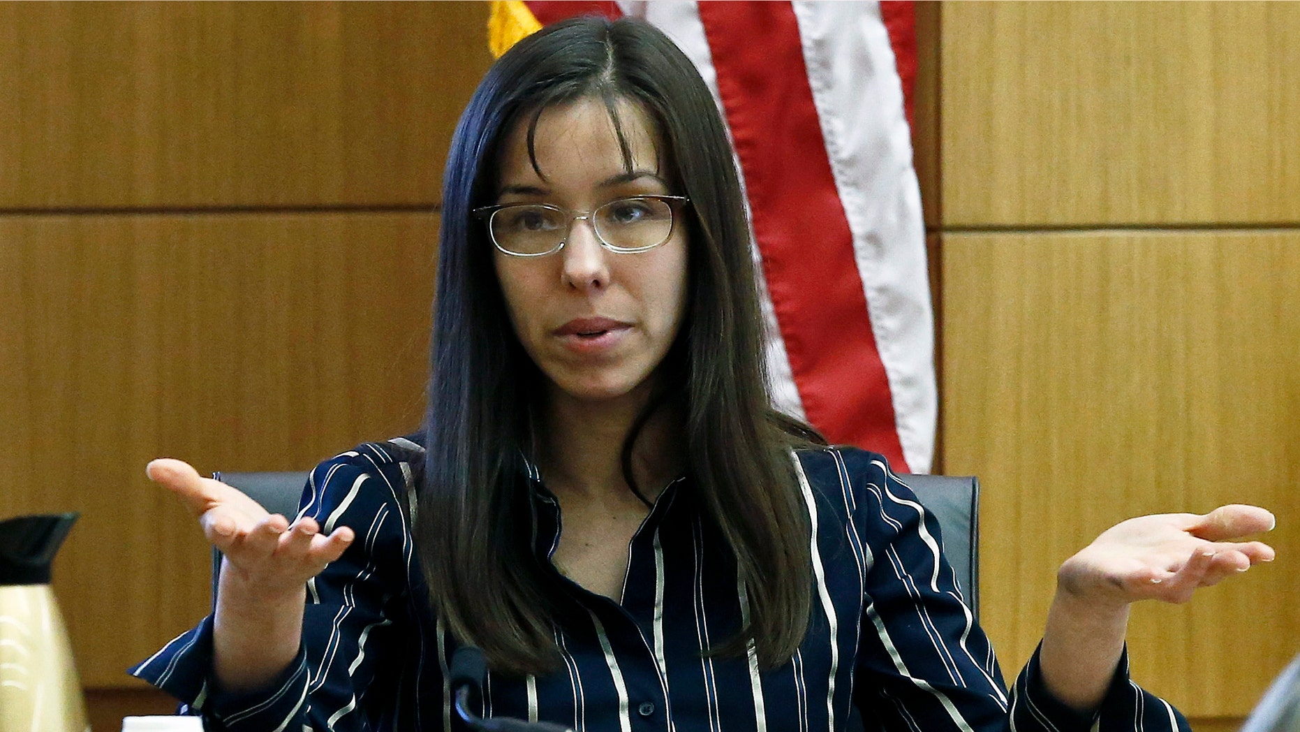 Feb. 13, 2013: Jodi Arias answers a question from one of her attorneys in Maricopa County Superior Court during her murder trial in Phoenix. (AP)