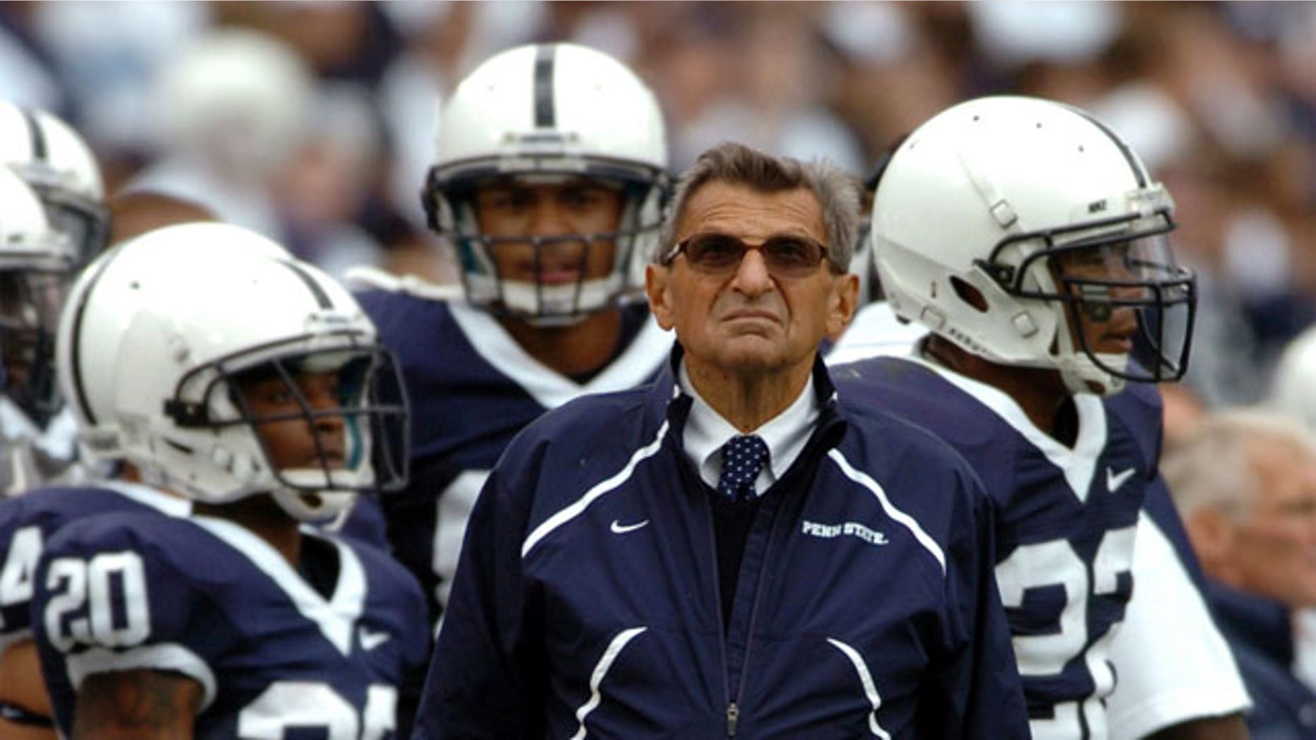 This Sept. 4, 2010 photo shows Penn State head football coach Joe Paterno on the sideline during a game against Youngstown State at Beaver Stadium in State College, Pa.