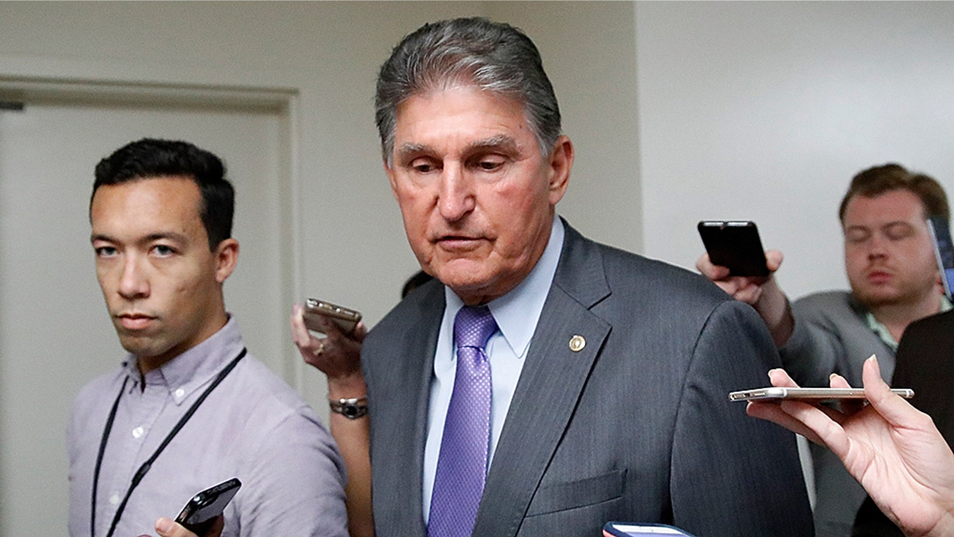 Sen. Joe Manchin, R-W.Va., met with his Republican counterparts on the sidelines of yesterday's hearing.