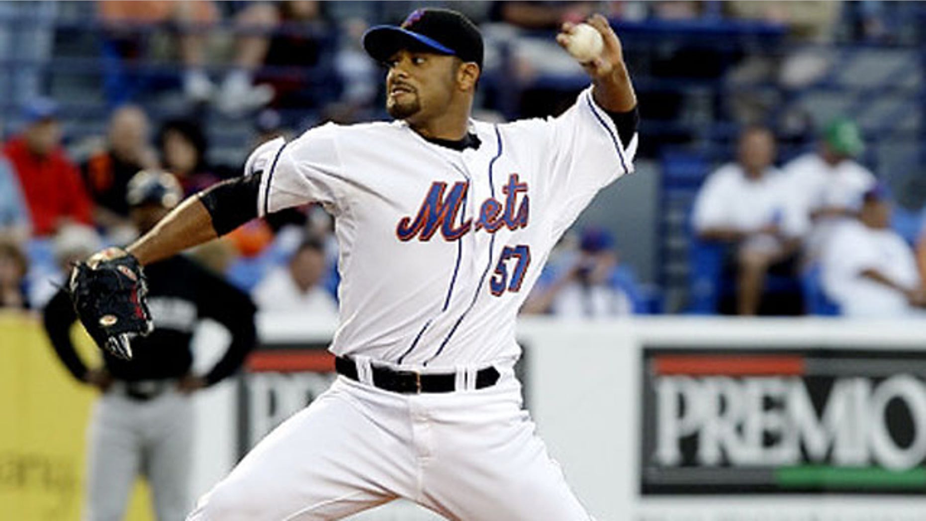 March 12, 2009: New York Mets starting pitcher Johan Santana, from Venezuela, throws during a spring training baseball game against the Florida Marlins in Port St. Lucie, Fla.