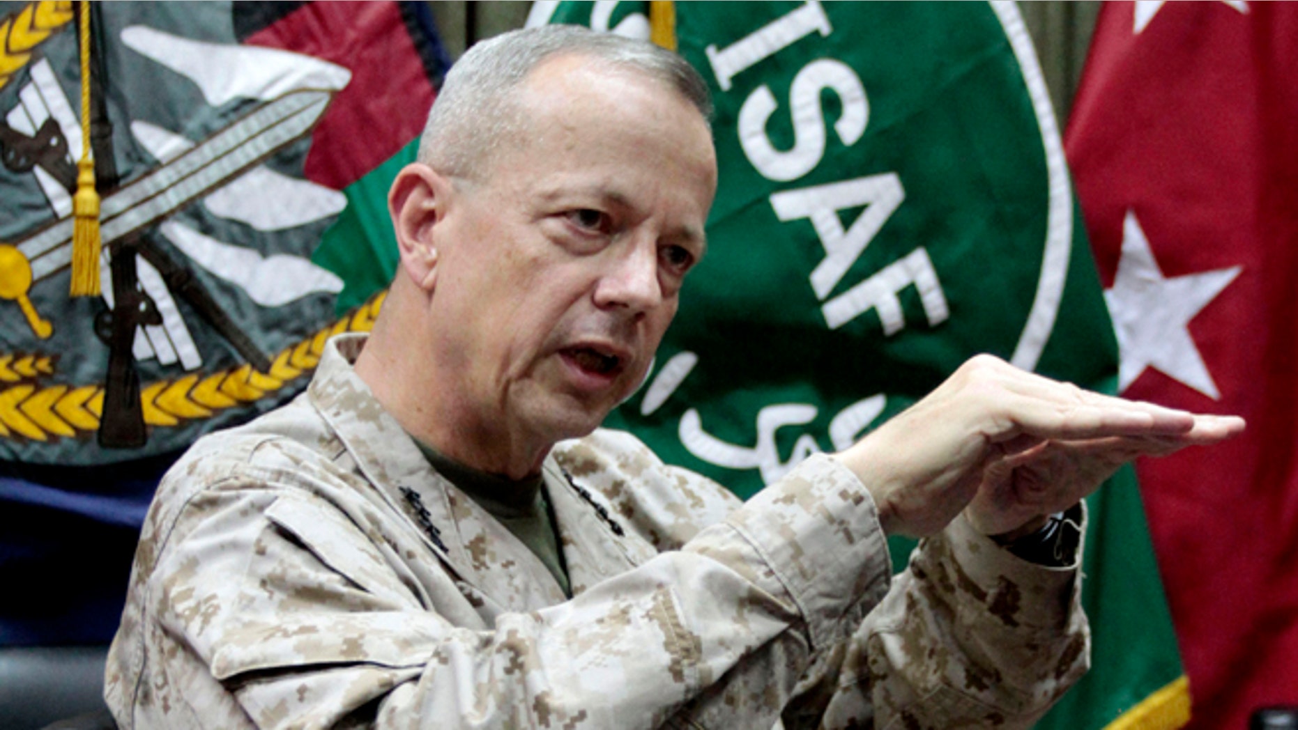 FILE: July 22, 2012: Gen. John Allen, top commander of the NATO-led International Security Assistance Forces and U.S. forces in Afghanistan during an interview in Kabul, Afghanistan.