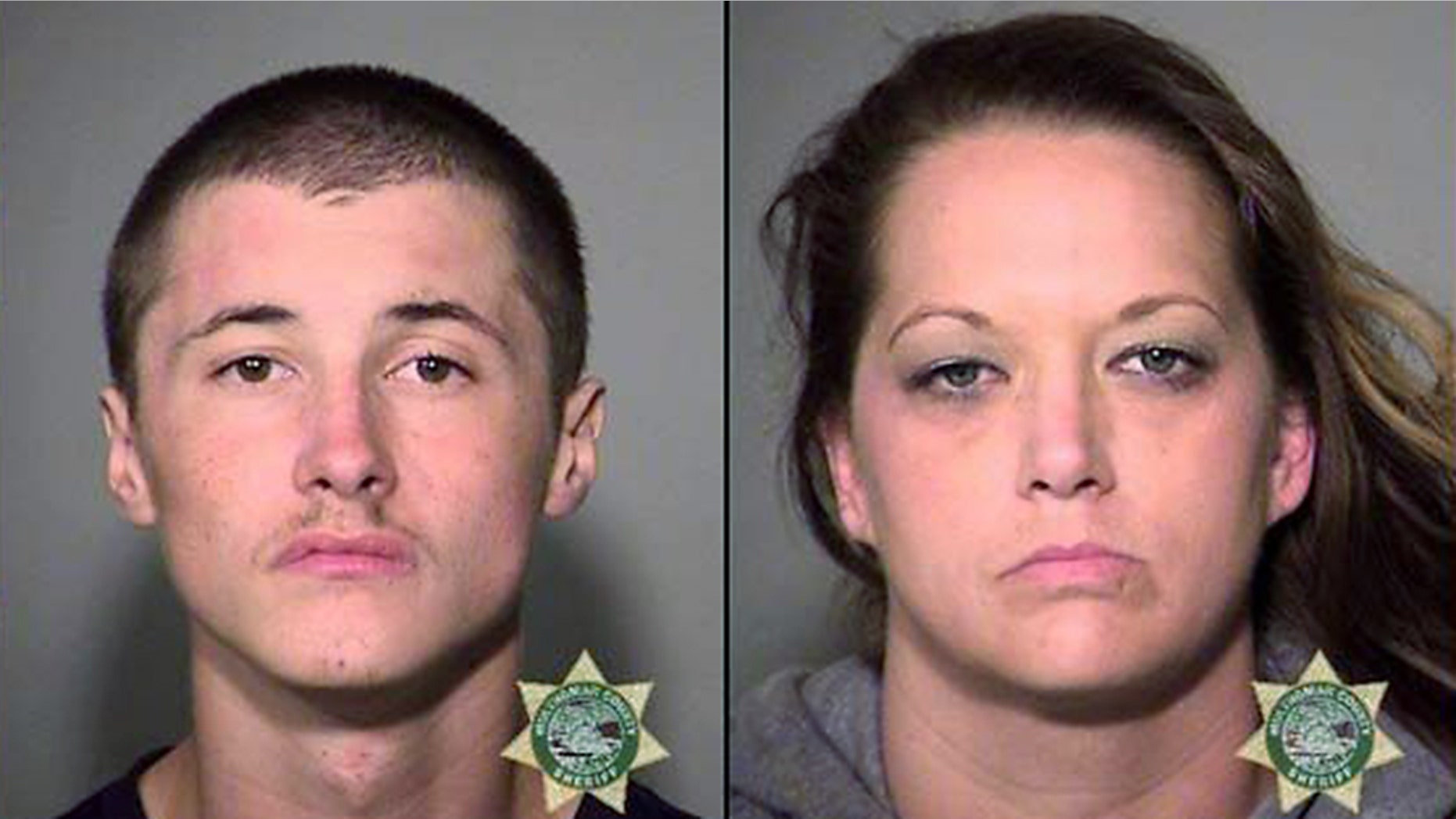 Corey Johnson, 21, was booked into the Multnomah County Jail on charges including unlawful use of a vehicle and attempt to elude. Stephanie Schramm, 38, was arrested on charges including unlawful use of a vehicle, interfering with a peace officer and possession of methamphetamine. (Gresham Police Department)
