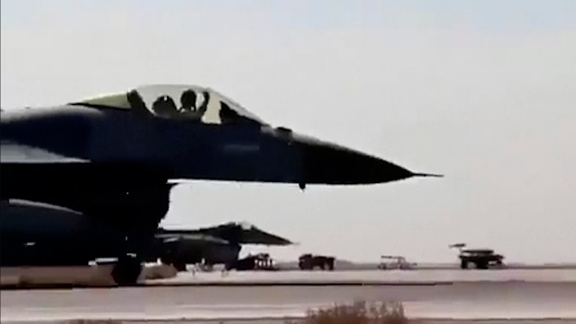 Feb. 4, 2015 - A Jordanian air force pilot taxis his jet at Mowafak Al-Salti airbase in Azraq, Jordan. The military has carried out airstrikes on ISIS weapons depots and training sites in retaliation for the killing of one of Jordan's pilots.