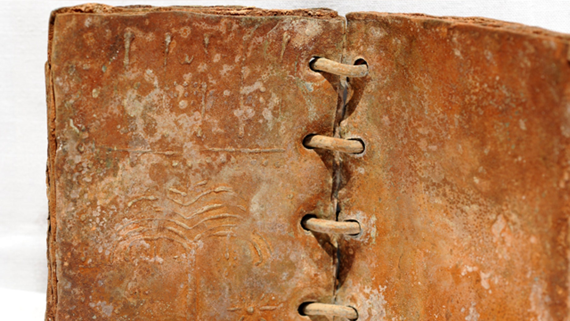 This artifact was one of 70 ring-bound books, or codices, made of lead and copper that was part of a secret hoard of ancient sealed books found in Jordan.