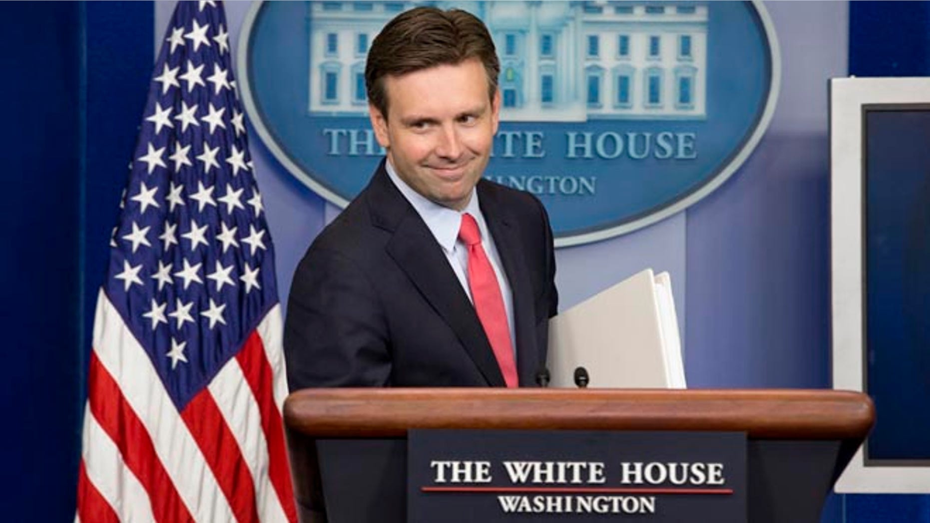 White House press secretary Josh Earnest, Monday, June 30, 2014, during the daily briefing in the Brady Press Briefing Room of the White House in Washington.